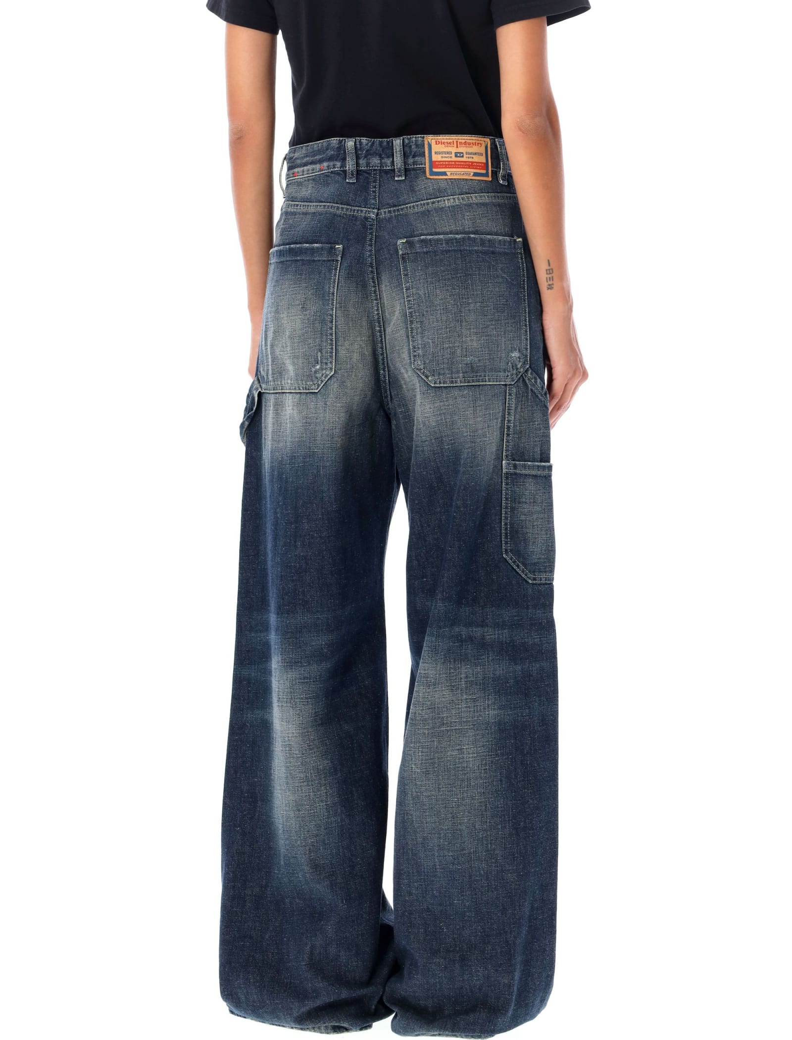 Shop Diesel D-sire Work Jeans In Blue Wash