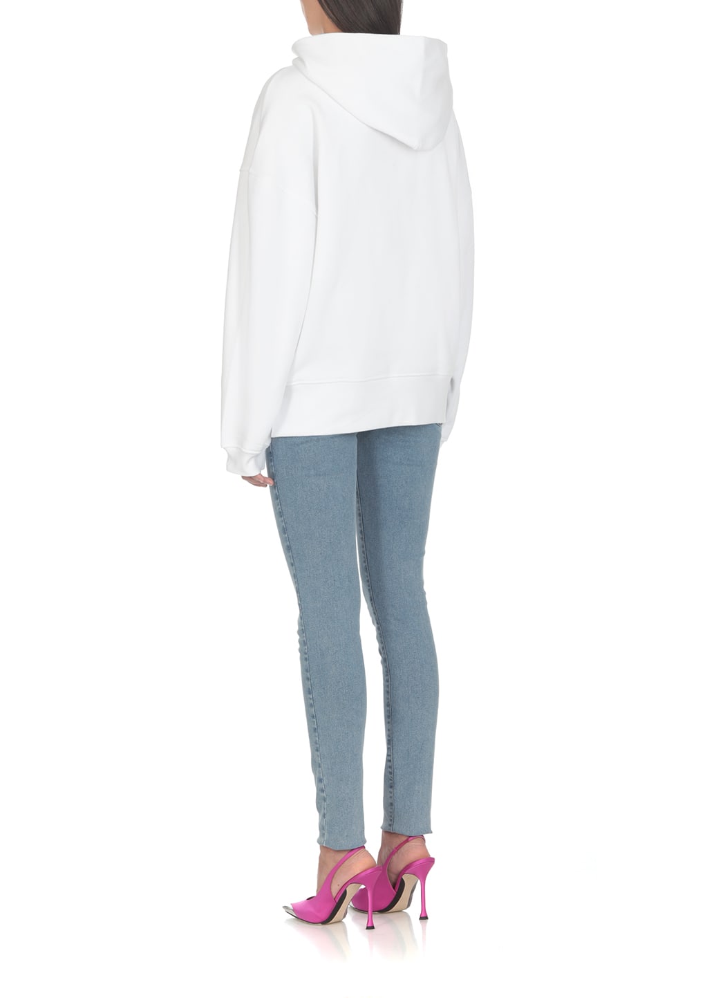 Shop M05ch1n0 Jeans Peace & Love Hoodie In White