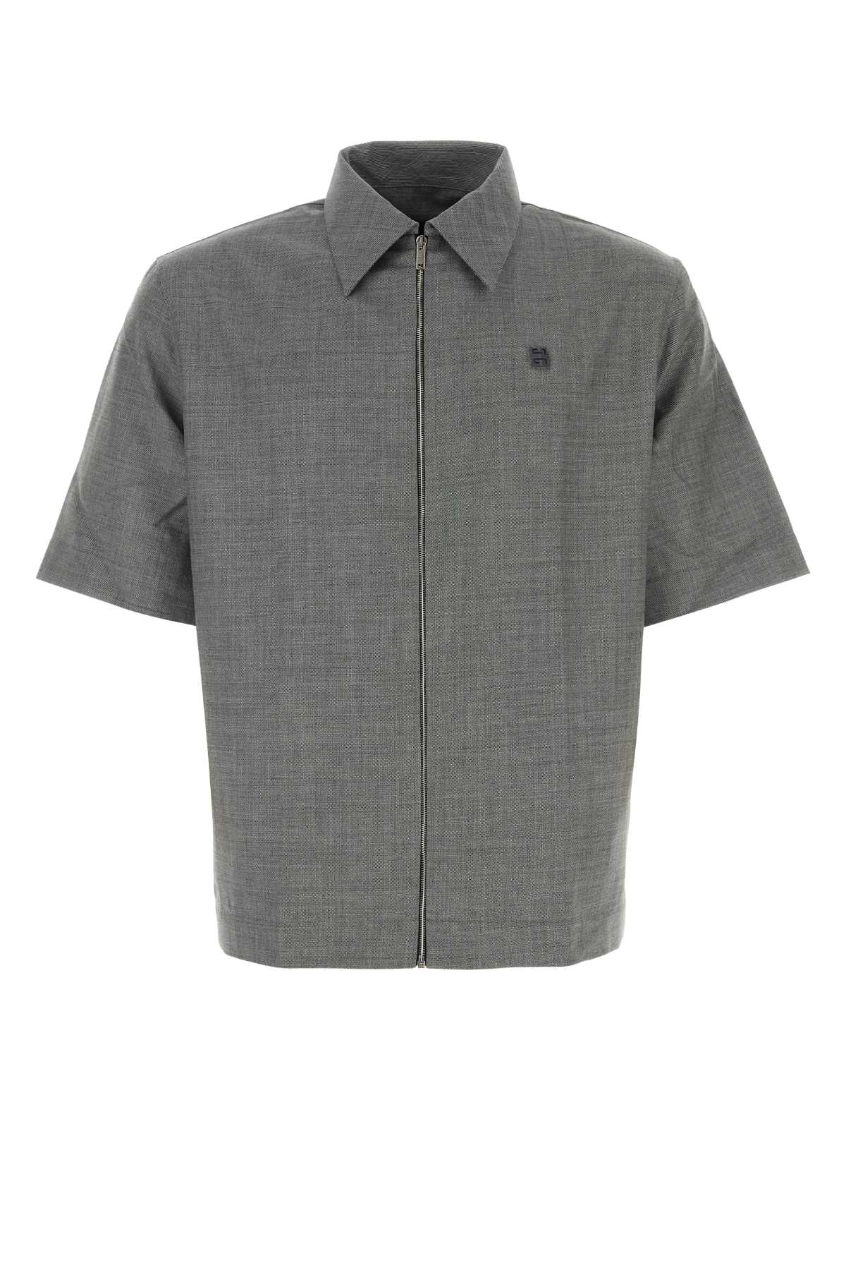 Shop Givenchy Grey Wool Shirt In Blackwhite