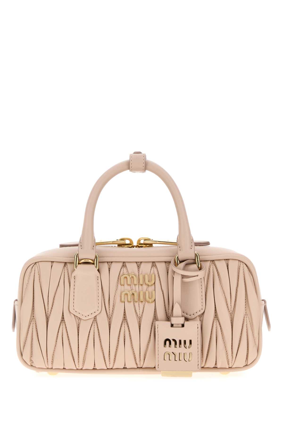 Miu Miu Powder Pink Leather Arcadie Handbag In Pink