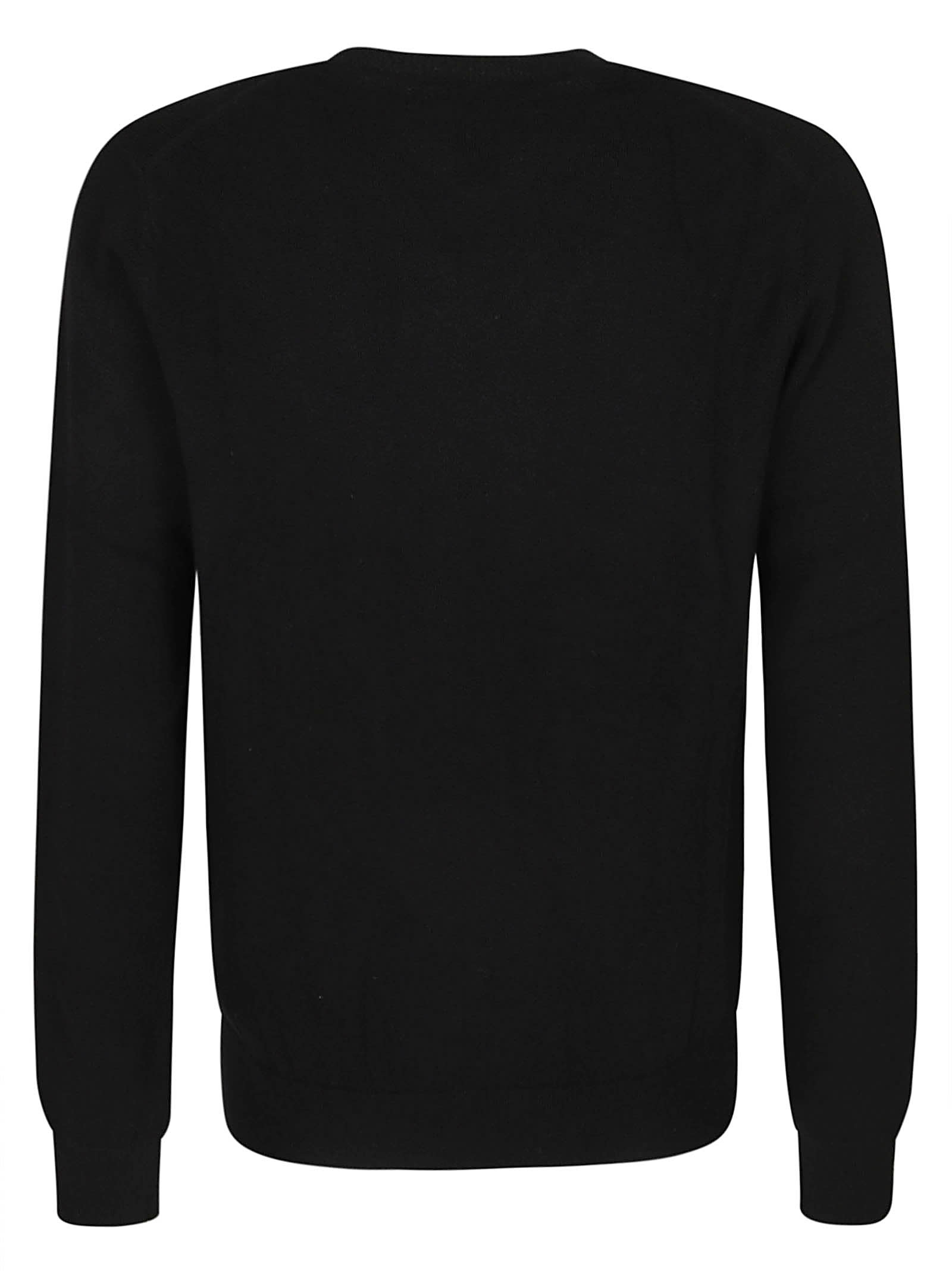 Shop Comme Des Garçons Shirt V-neck Plain Ribbed Sweater In Black