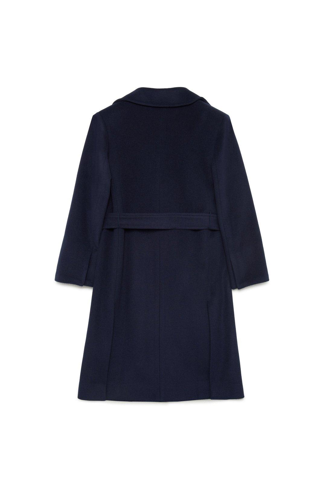 Shop Max&amp;co. Belted Single-breasted Long Sleeevd Coat In Blu