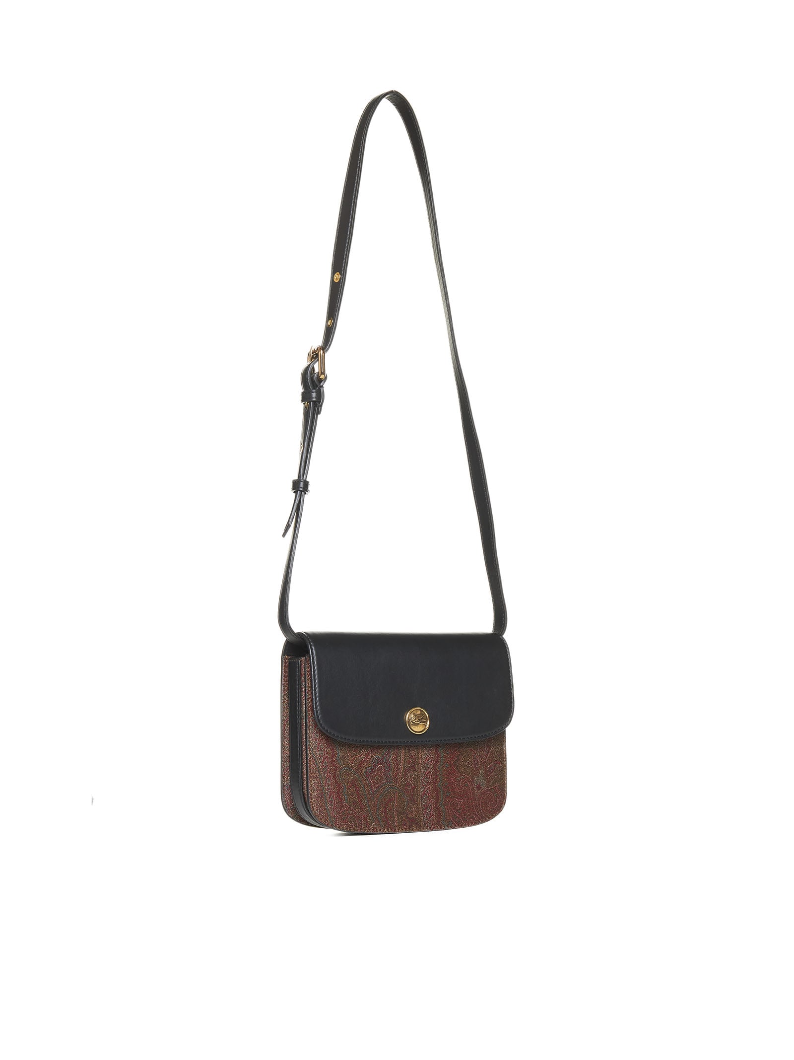 Etro Essential Canvas And Leather Small Bag In Black