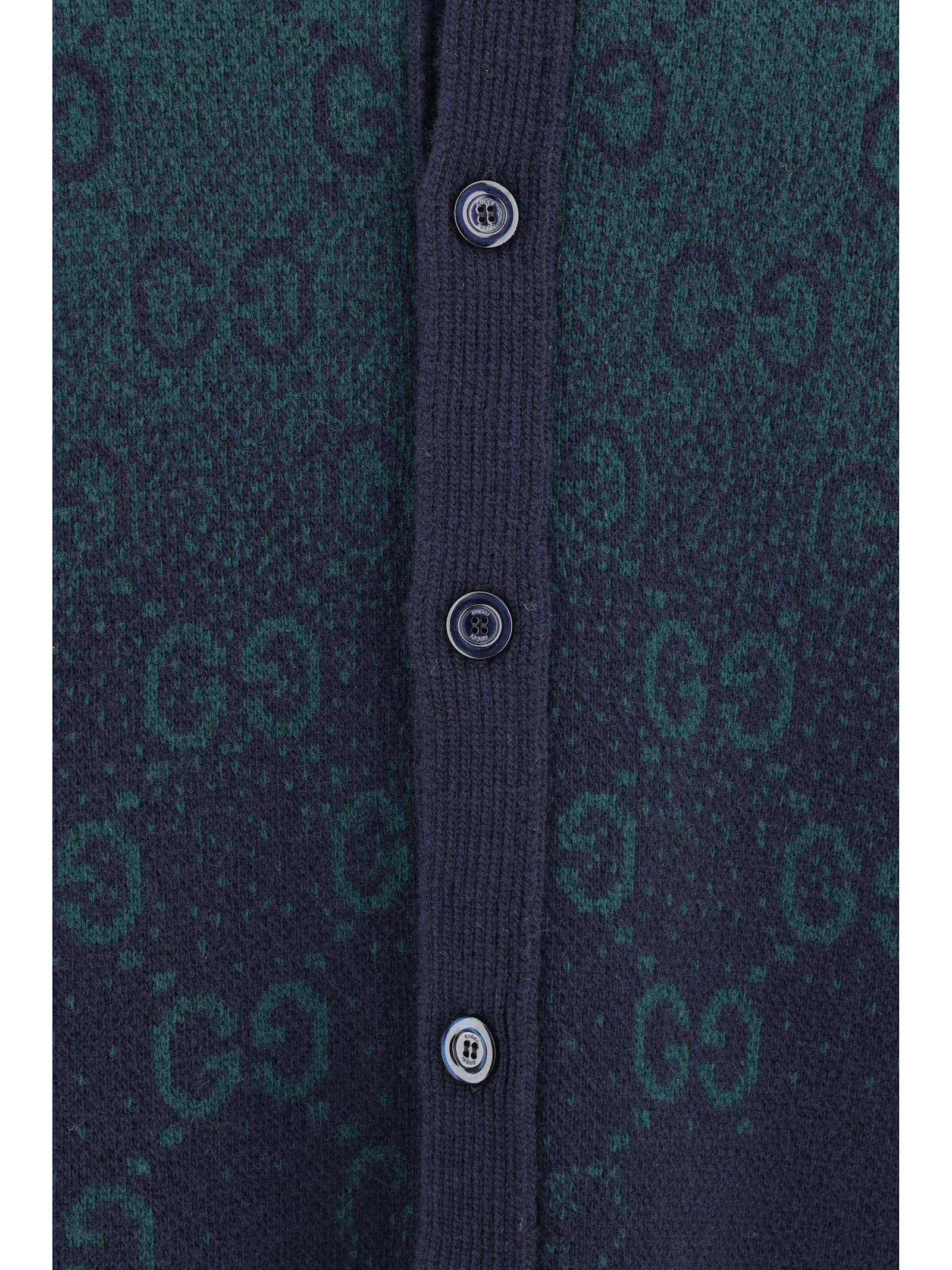 Shop Gucci Cardigan In Green/navy