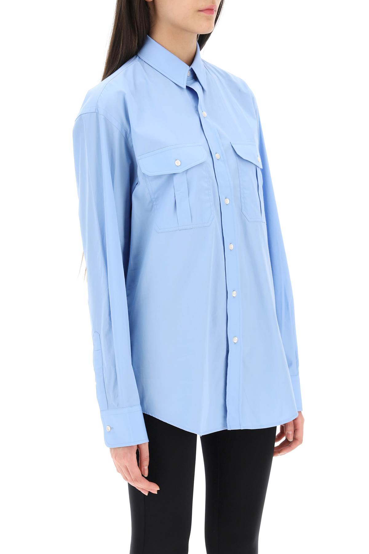 Shop Wardrobe.nyc Oversized Shirt In Blue (blue)