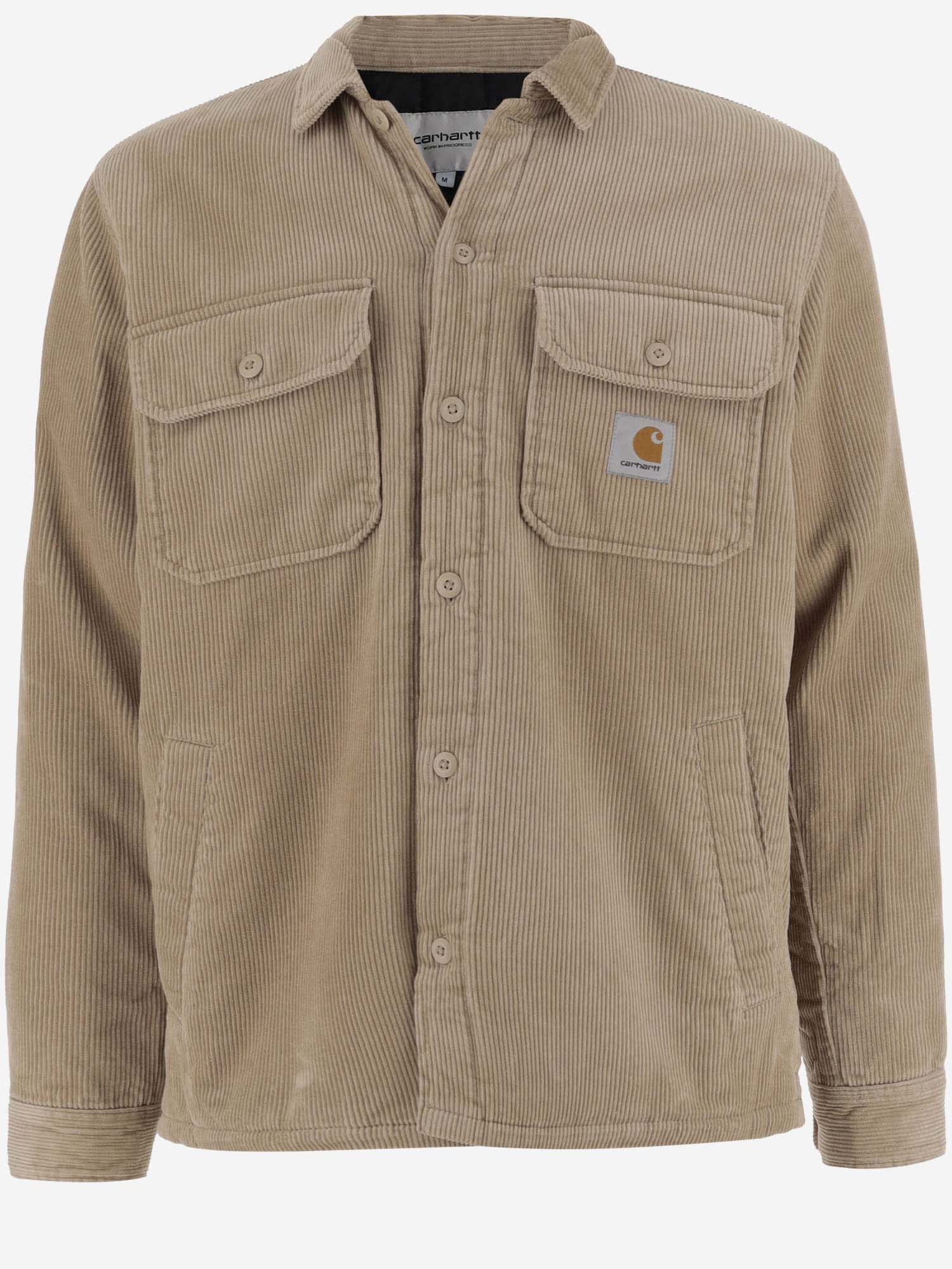 Shop Carhartt Cotton Velvet Shirt With Logo In Beige