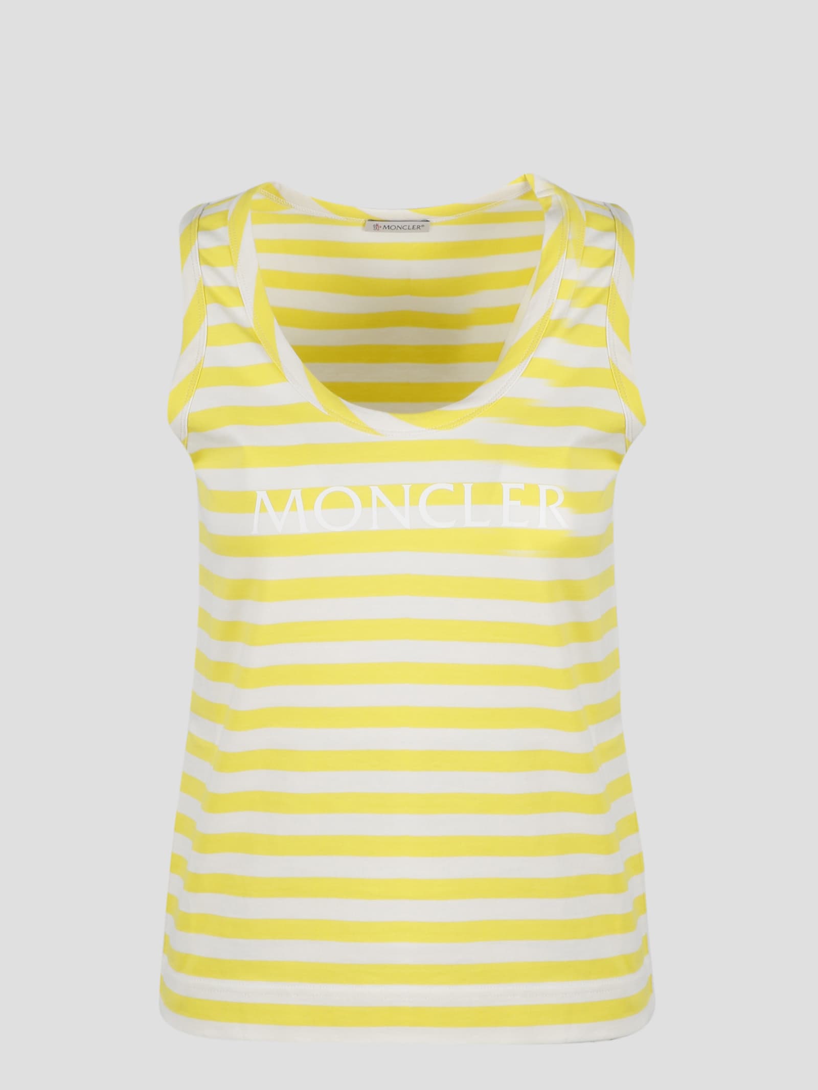 MONCLER STRIPED TANK TOP WITH LOGO