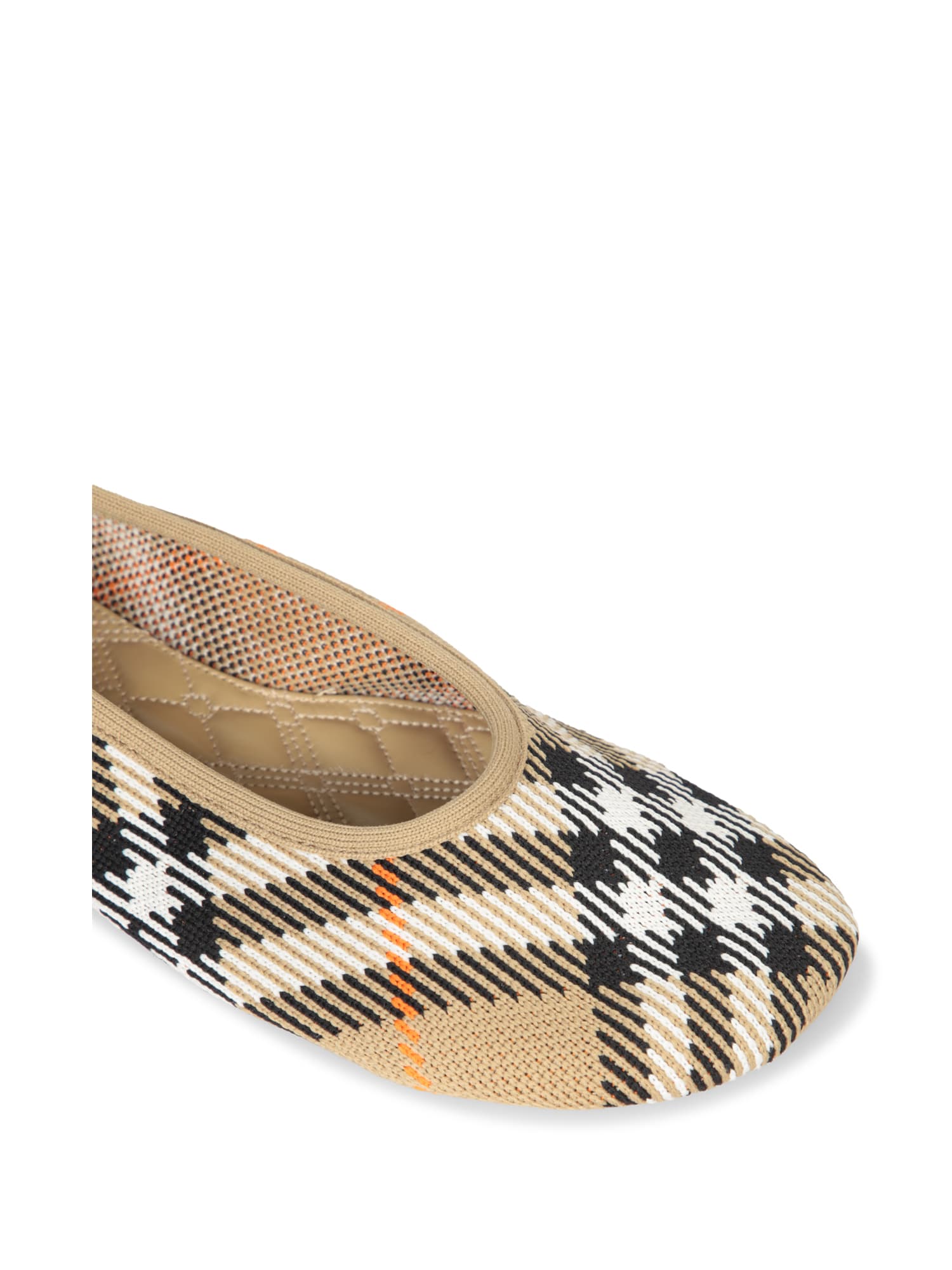 Shop Burberry Baby Check Beige Ballerina Flats