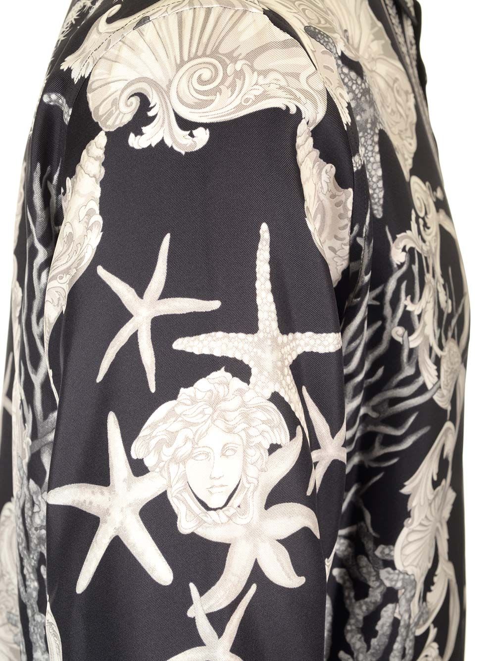 Shop Versace Baroque Sea Silk Shirt In Black