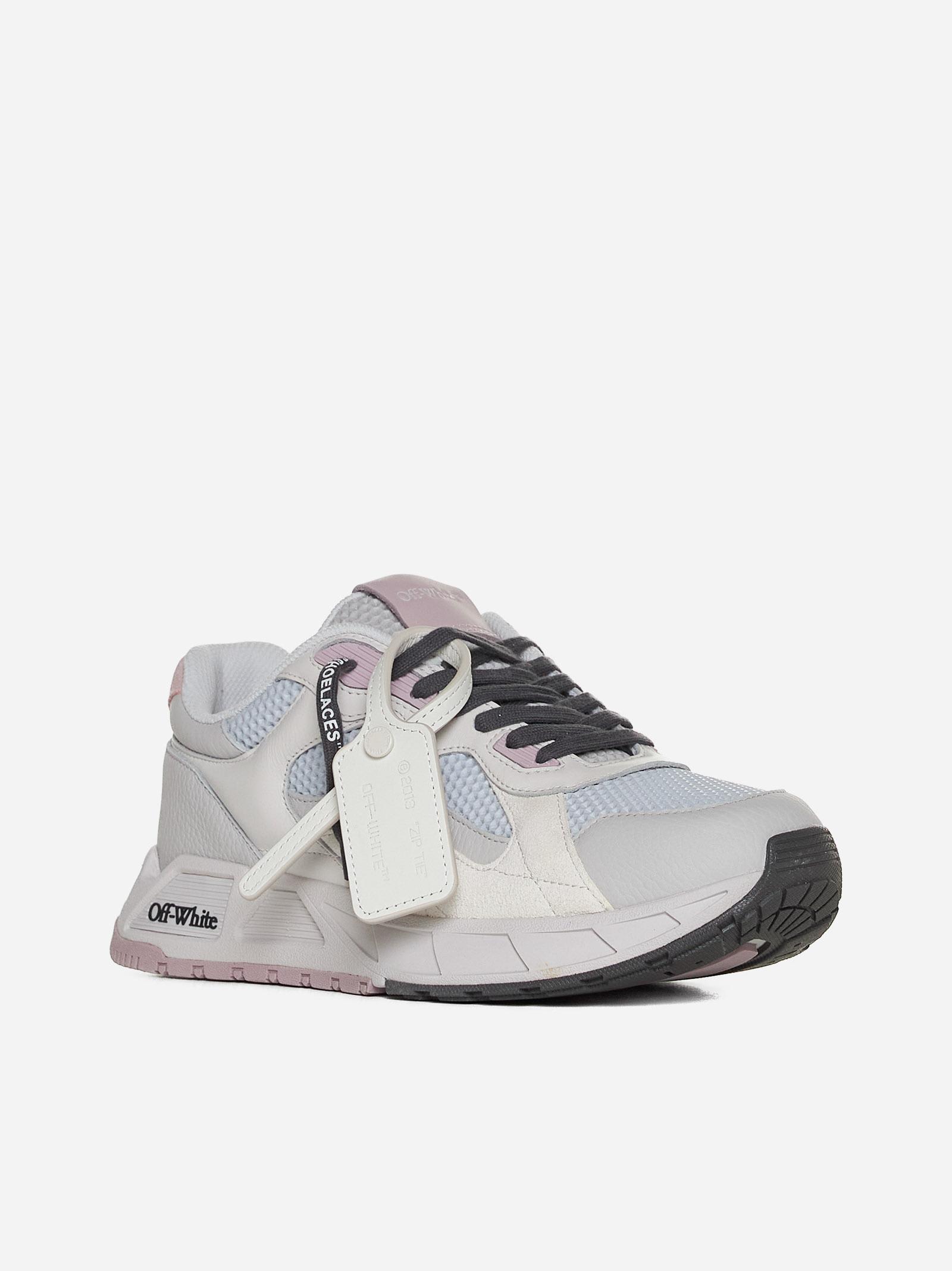 OFF-WHITE KICK OFF LEATHER AND MESH SNEAKERS 