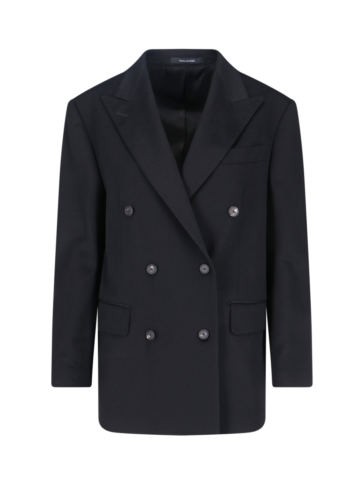 Tagliatore Double-breasted Blazer Featuring Buttoned Cuffs In Black
