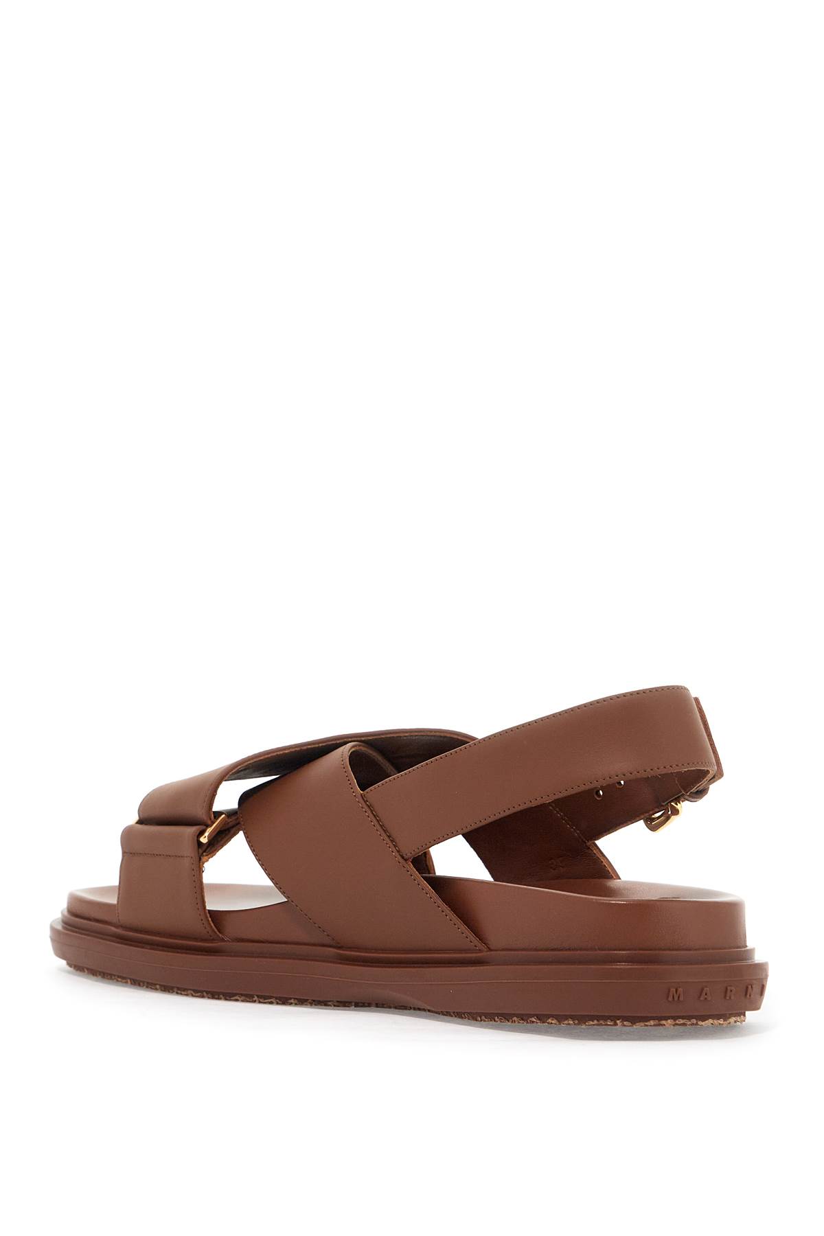 Shop Marni Fussbett Leather Sandals In Gold Brown (brown)