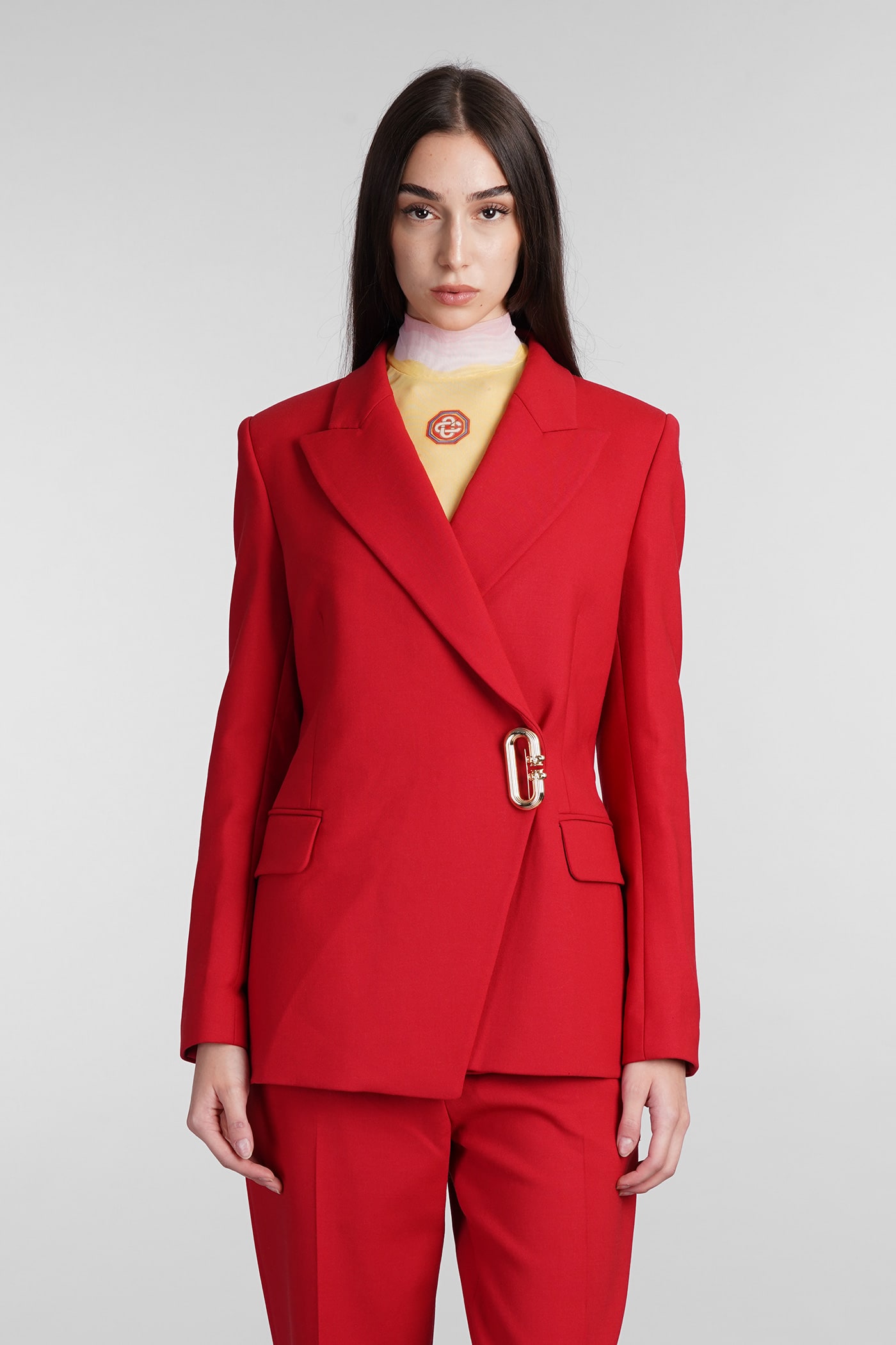 Shop Casablanca Blazer In Red Wool