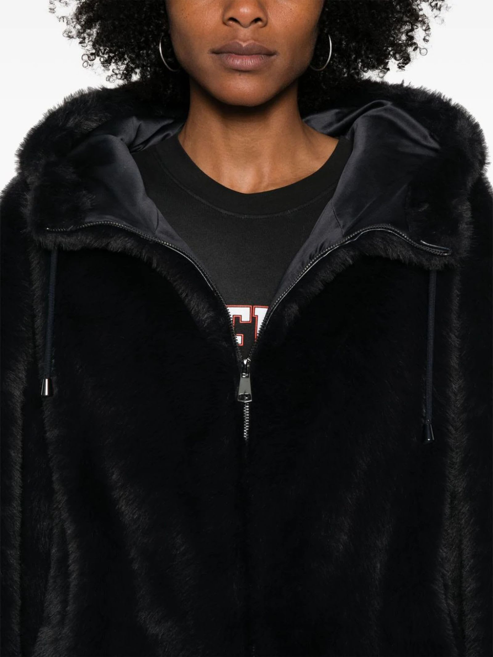 Shop P.a.r.o.s.h Dark Grey Faux-fur Design Pathos Coat