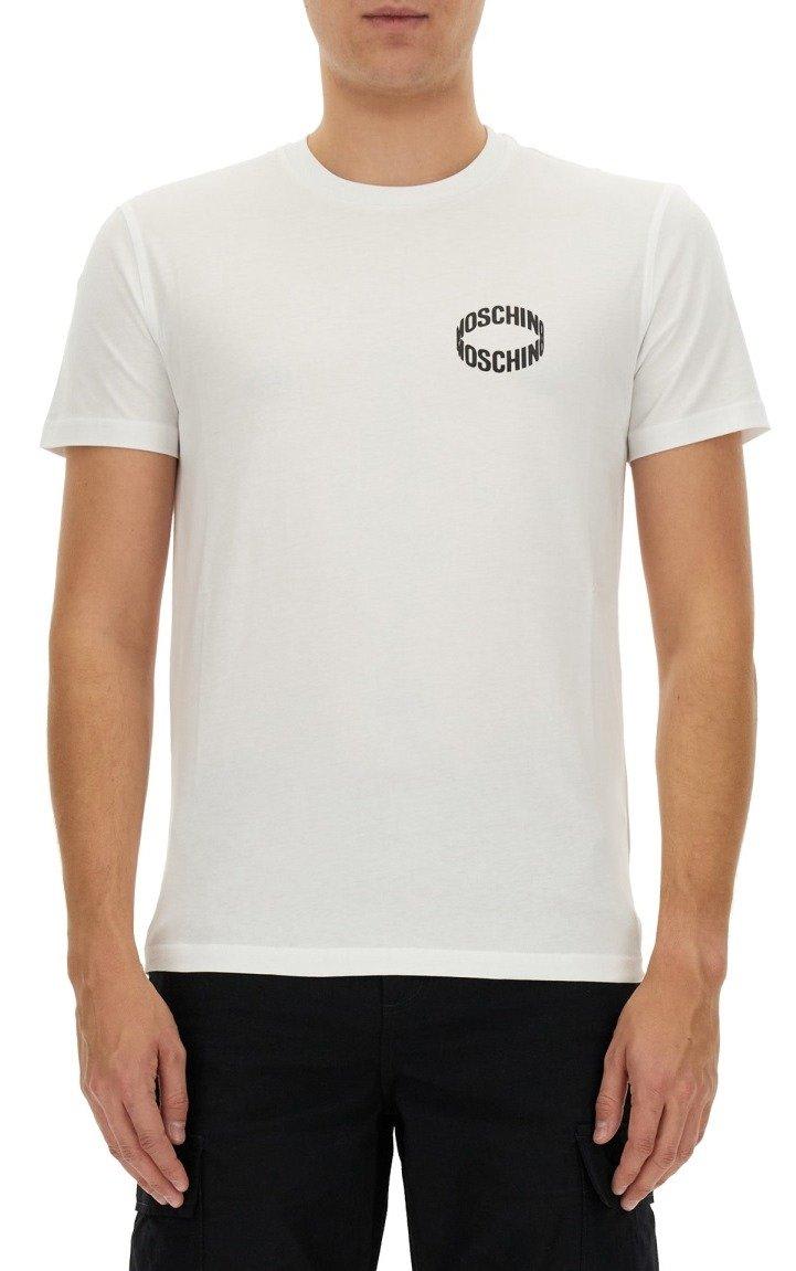 Shop Moschino Logo Printed Crewneck T-shirt In White