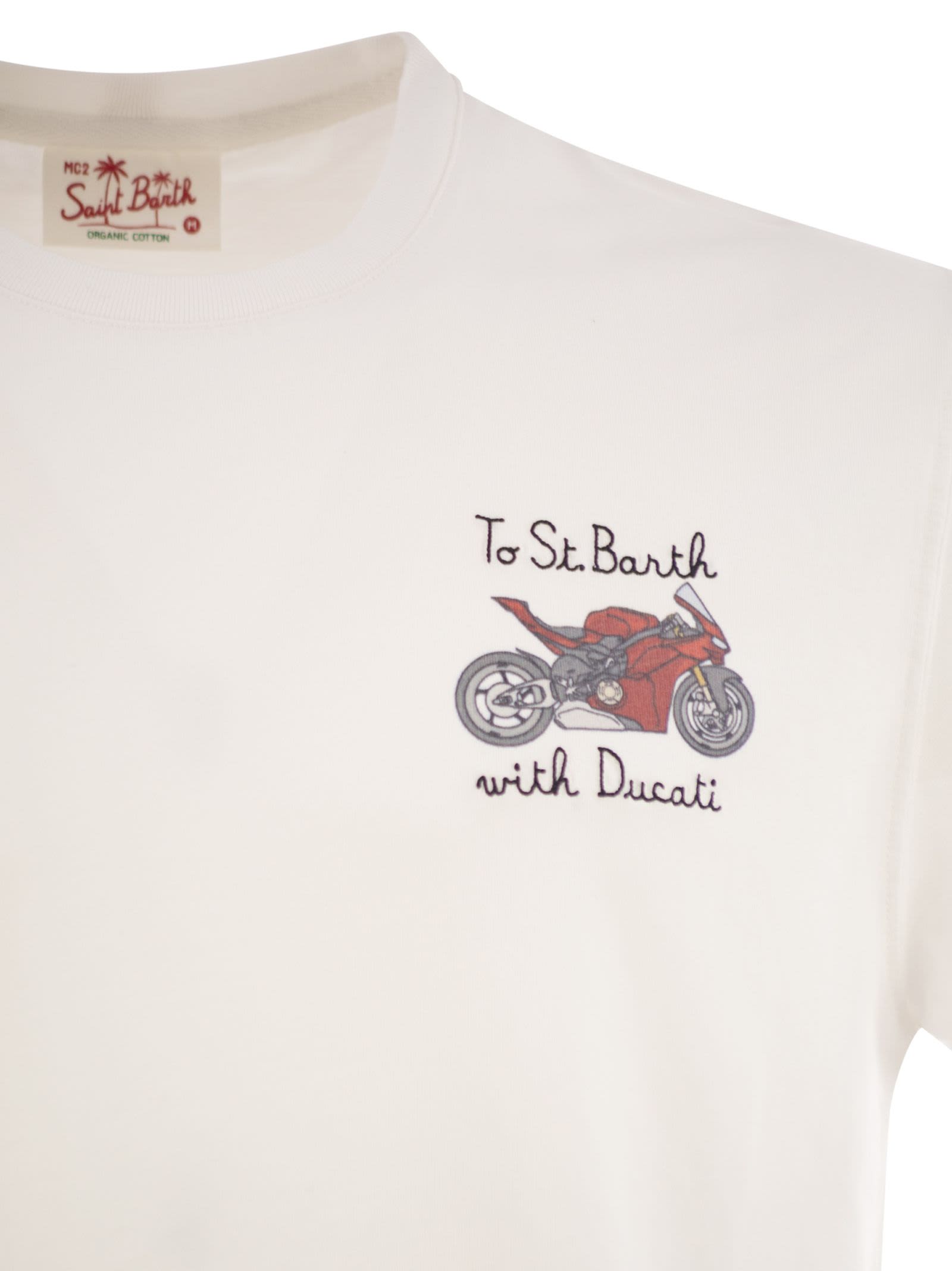 Mc2 Saint Barth T-shirt With Chest Print In Neutral