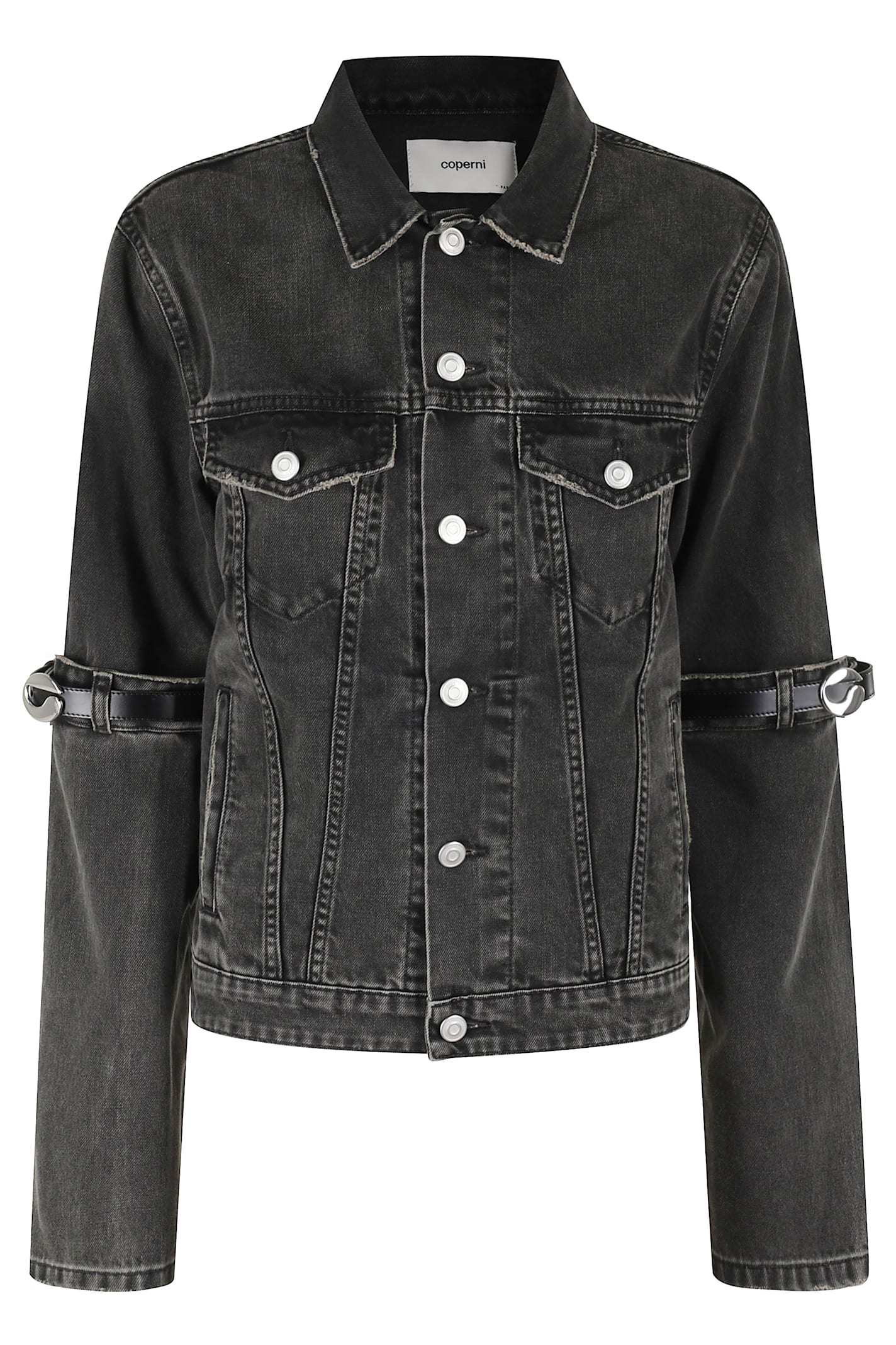 Coperni Oversized Black Denim Jacket With Unique Strap Details