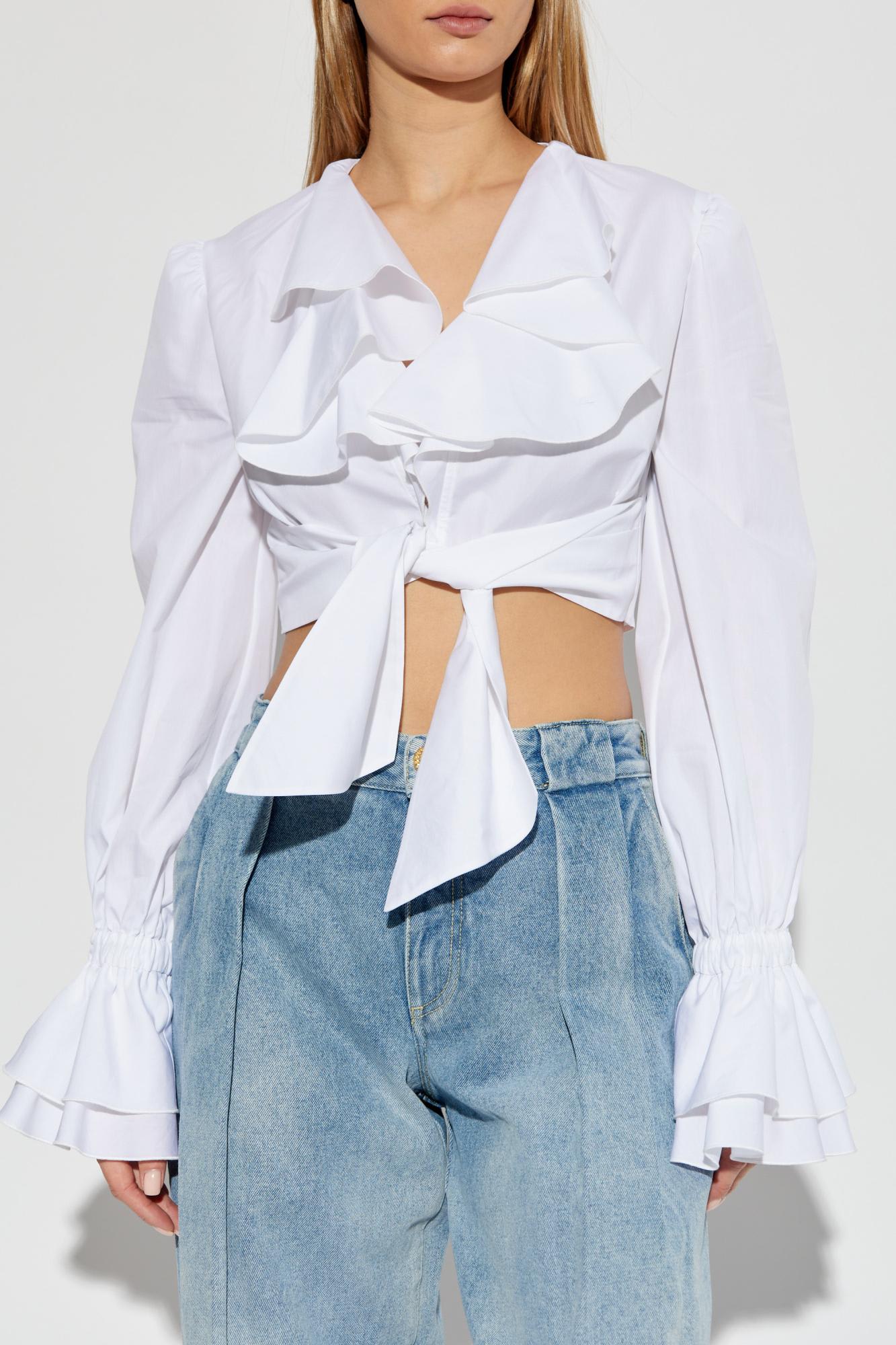 Shop Balmain Short Shirt In White