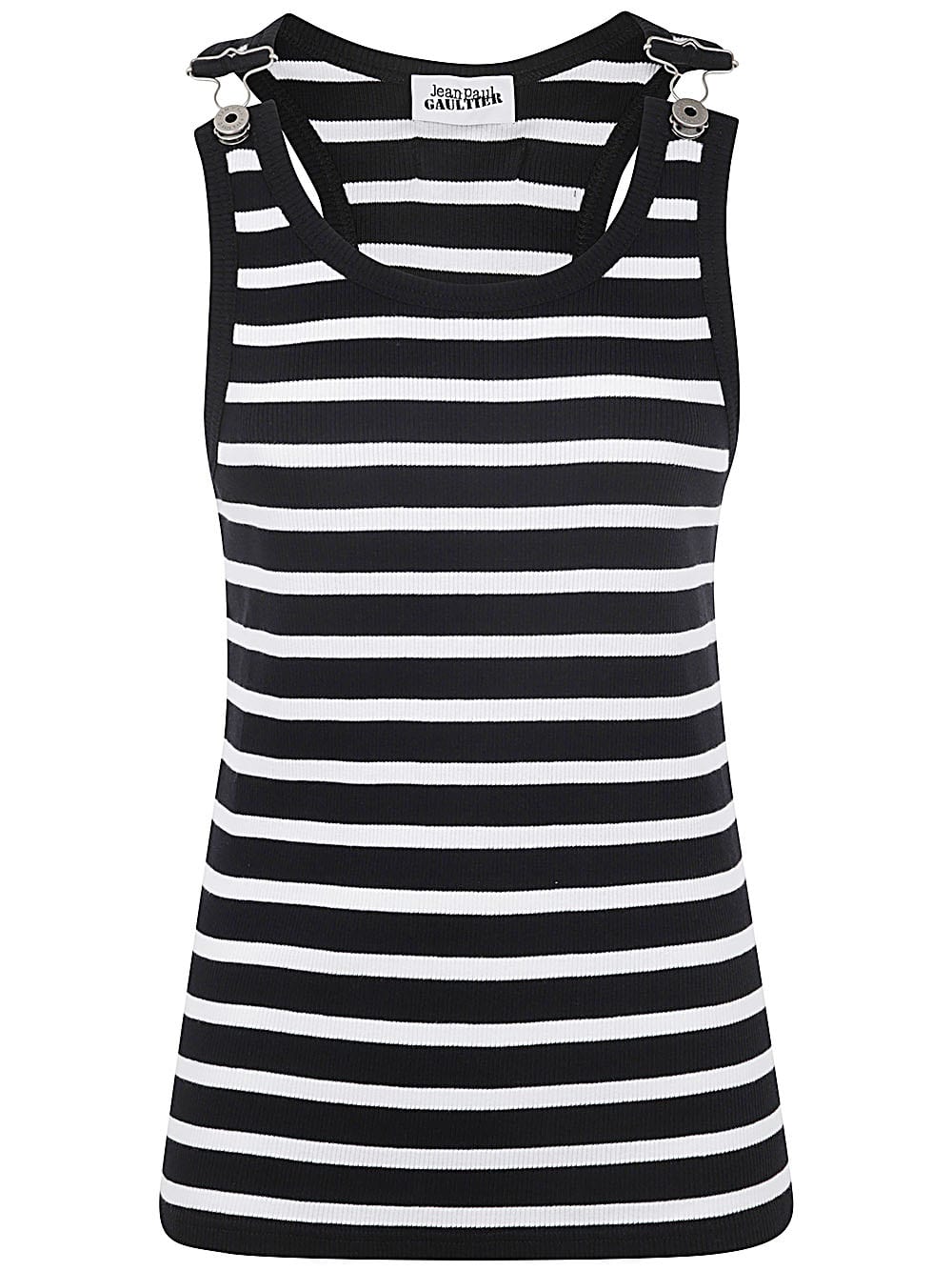 Shop Jean Paul Gaultier Ribbed Mariniere Tank Top In Black White