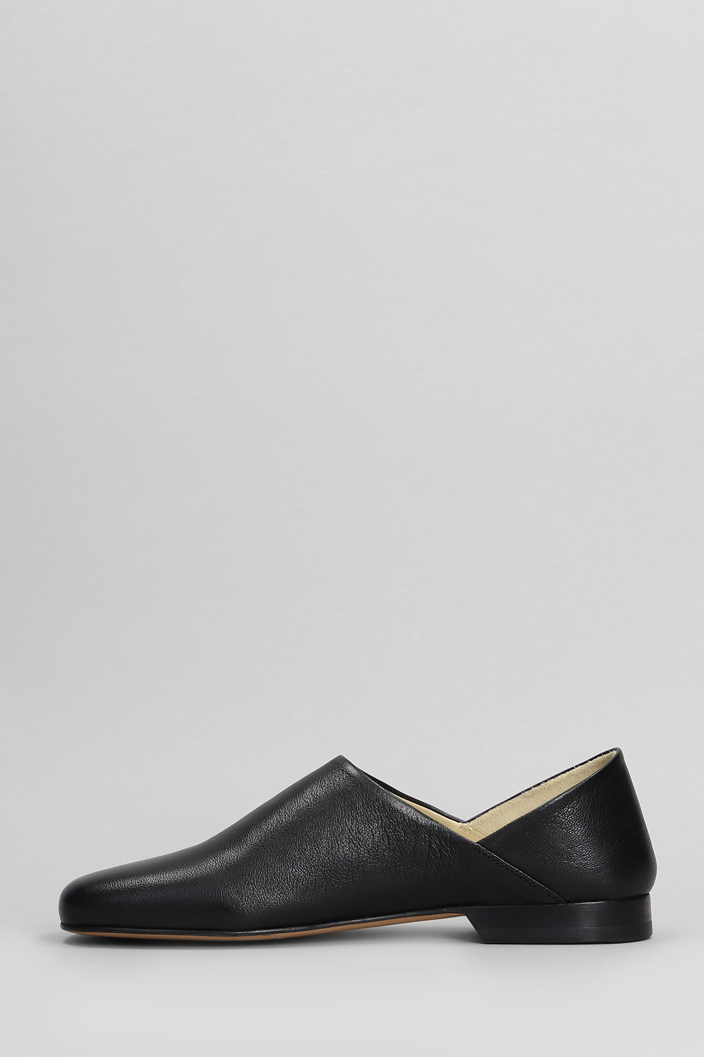 Lemaire Folding-heel Leather Slippers In Black