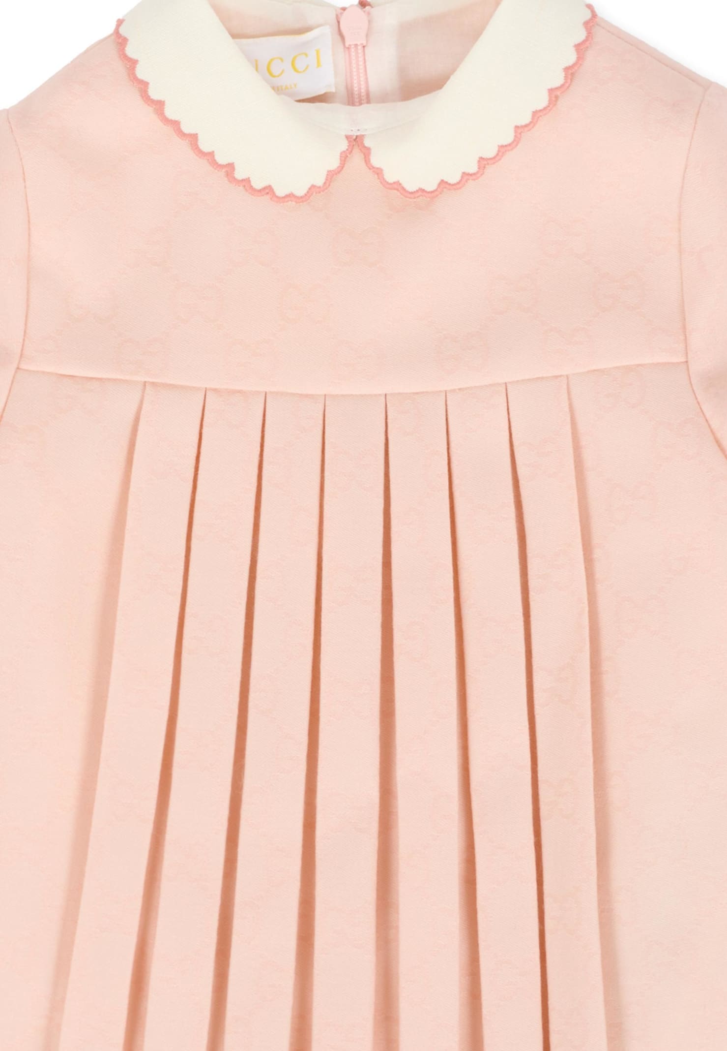 Gucci Pink Dress For Baby Girl With Gg In Pink