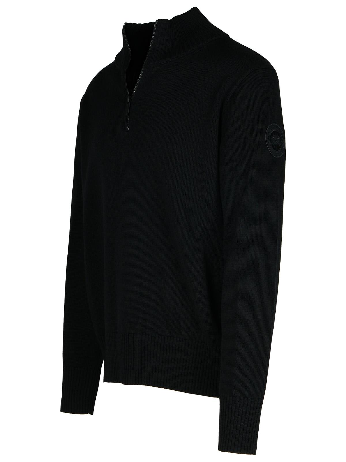 Shop Canada Goose 1/4 Zip Rosseau Black Wool Sweatshirt