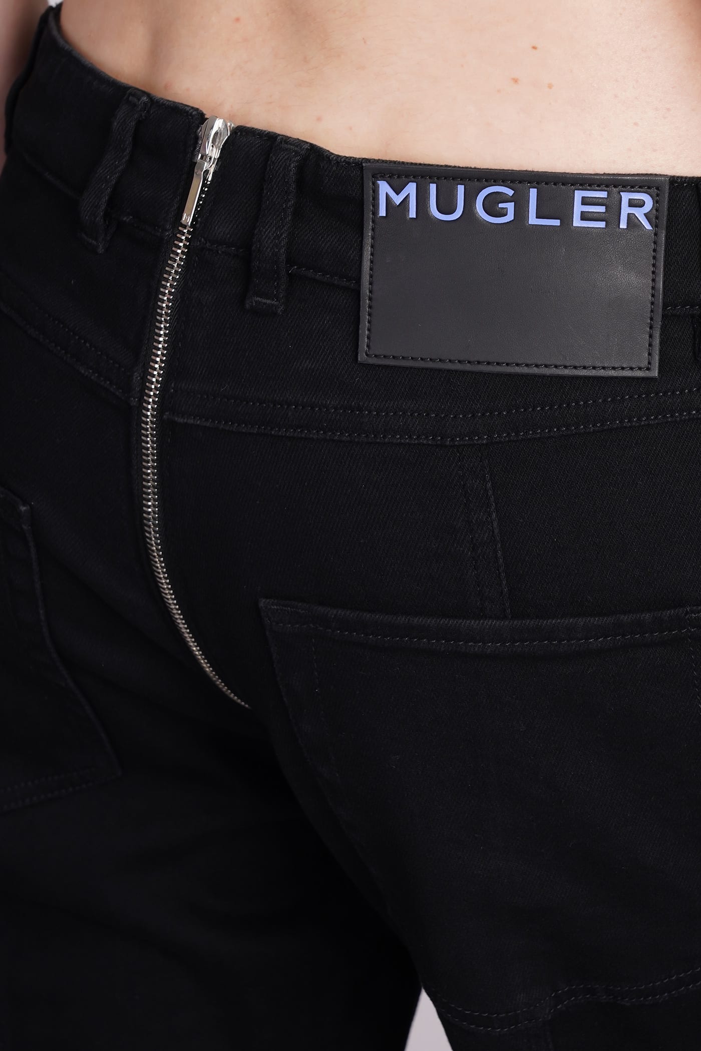 Mugler Jeans In Black Denim In Black