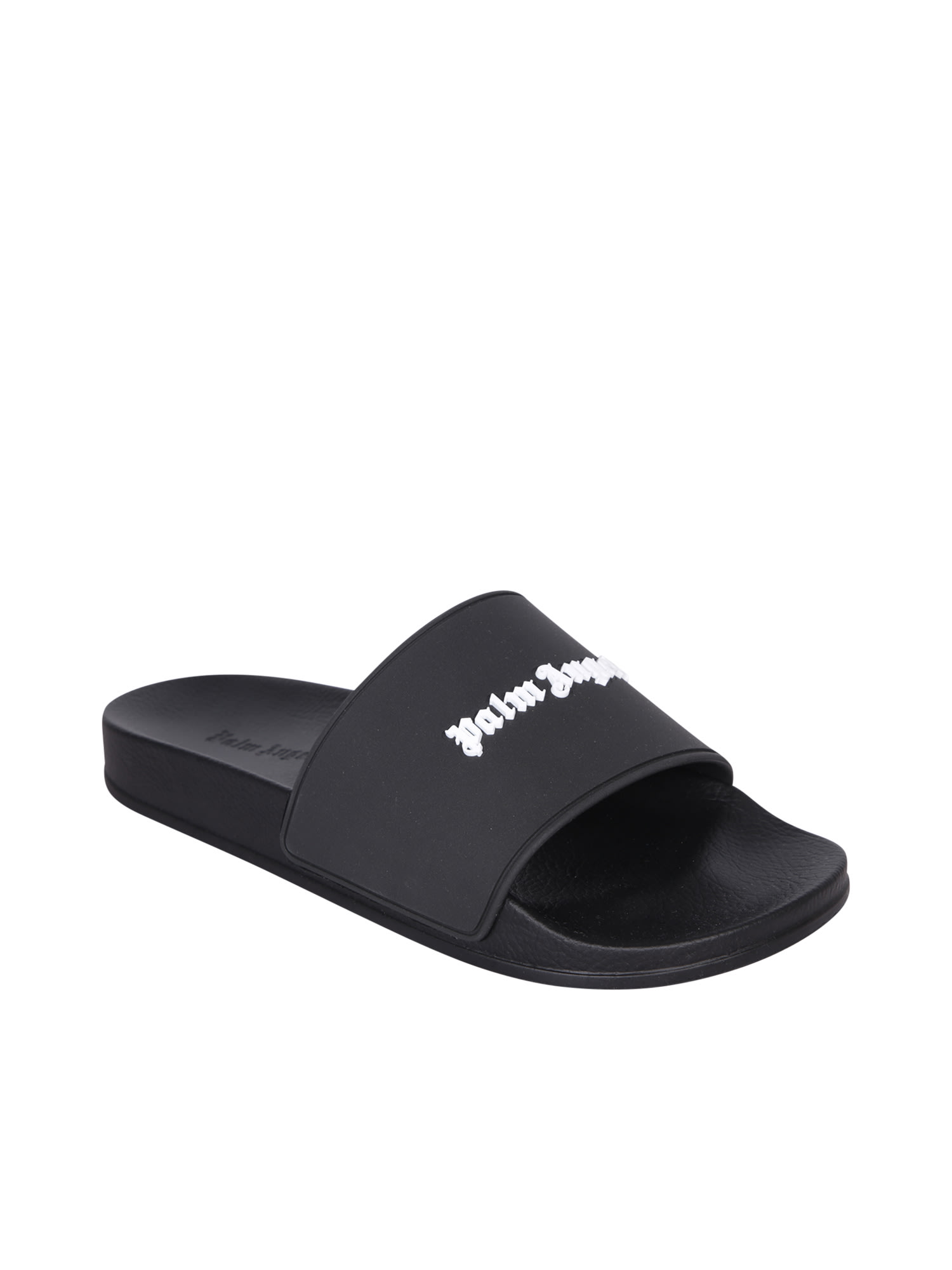 Shop Palm Angels Logo Pool Black Slides