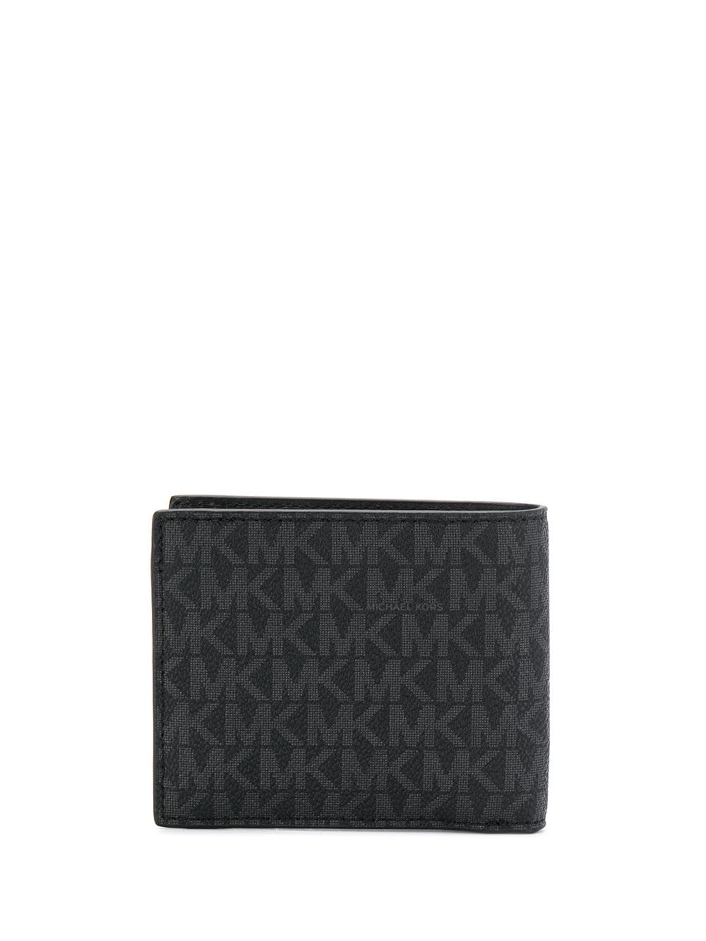 Shop Michael Kors Logo Plaque Bi-fold Wallet In Black