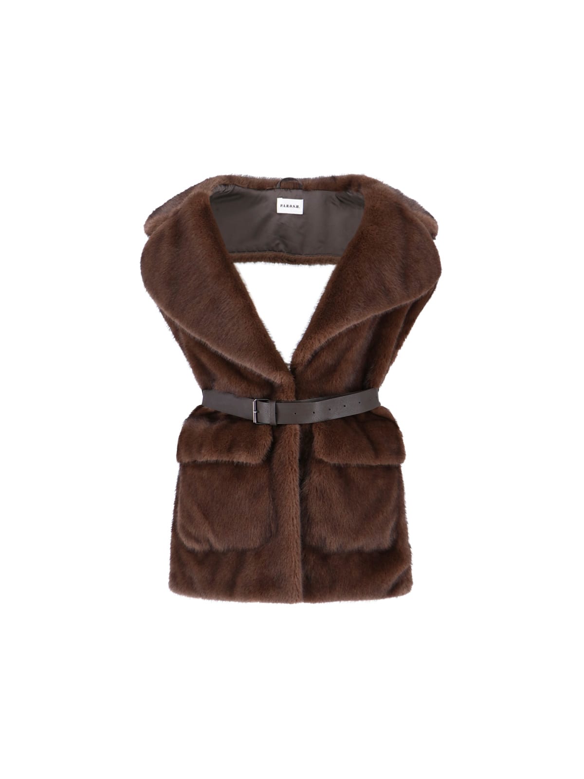 P.a.r.o.s.h Faux Fur Vest In Brown