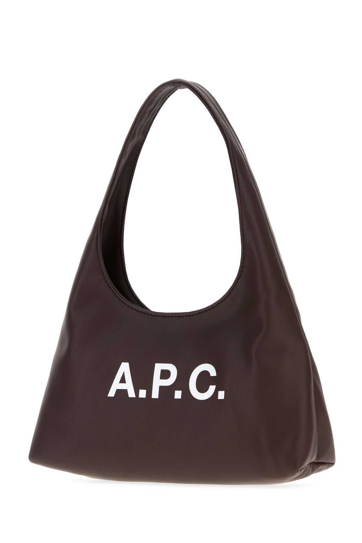 Apc A.p.c. Dark Brown Synthetic Leather Small Ninon Shoulder Bag In Brown