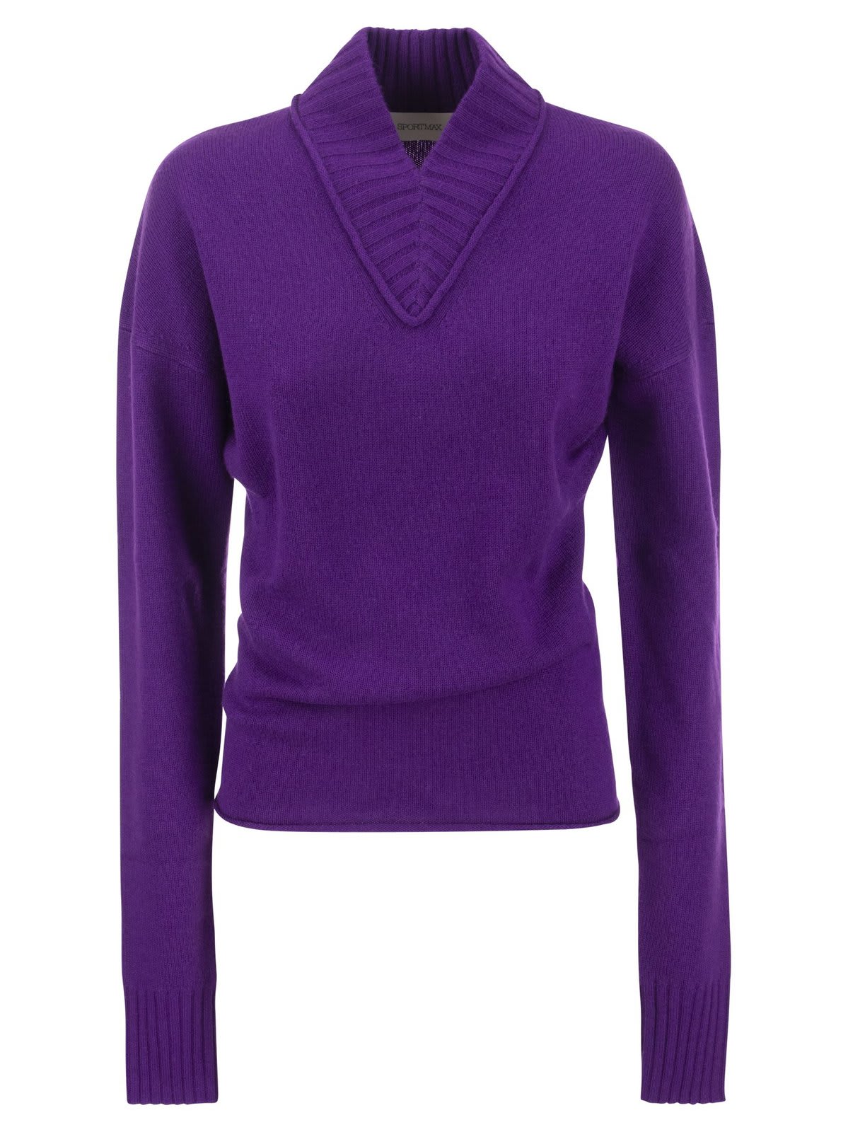 Shop Sportmax V-neck Long Sleeved Jumper In Viola