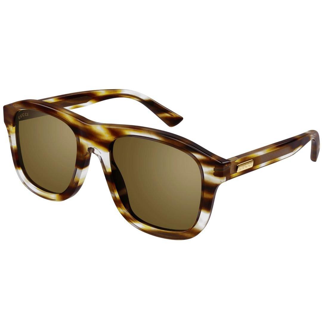 Shop Gucci Square Frame Sunglasses In Havana-havana-bronze