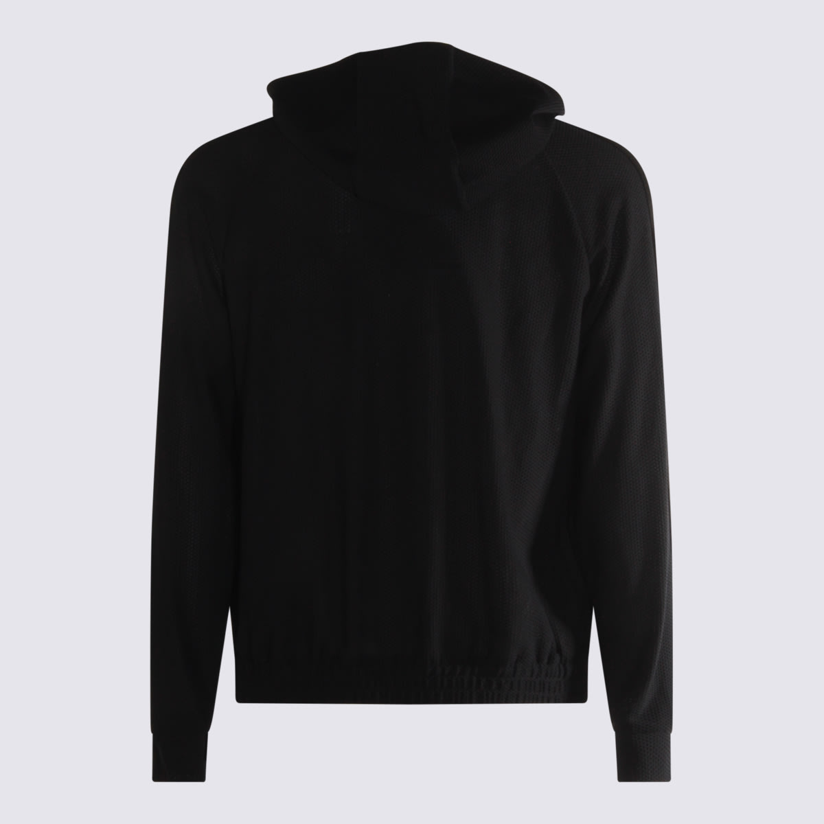 Giorgio Armani Hooded Mesh Texture Elastic Cuffs Jacket In Black