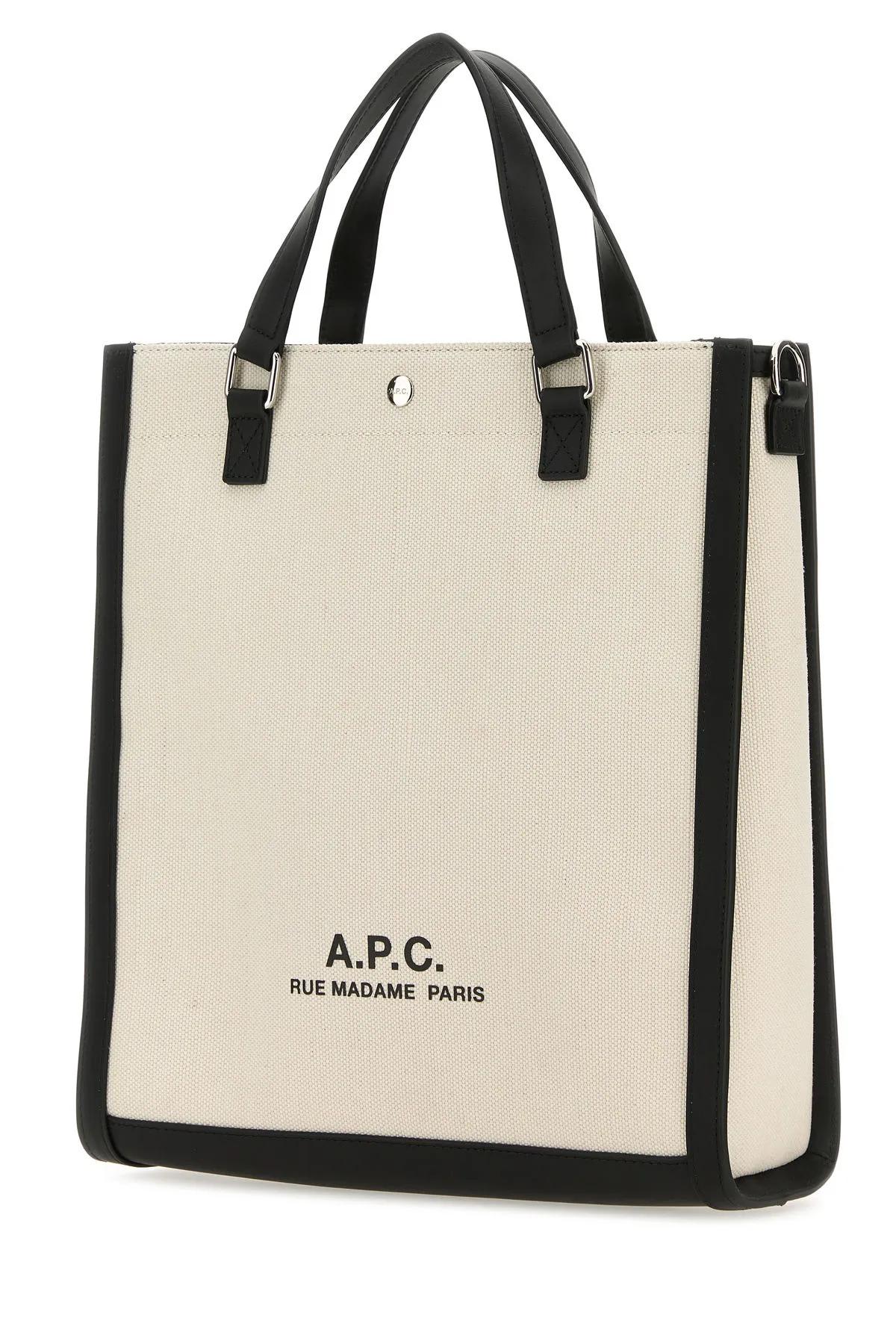 Shop Apc Sand Canvas Camille 2.0 Shopping Bag In Black