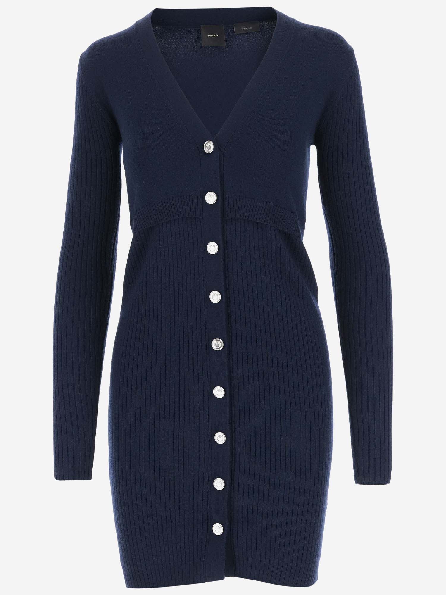 Shop Pinko Wool Blend Knit Dress In Blue