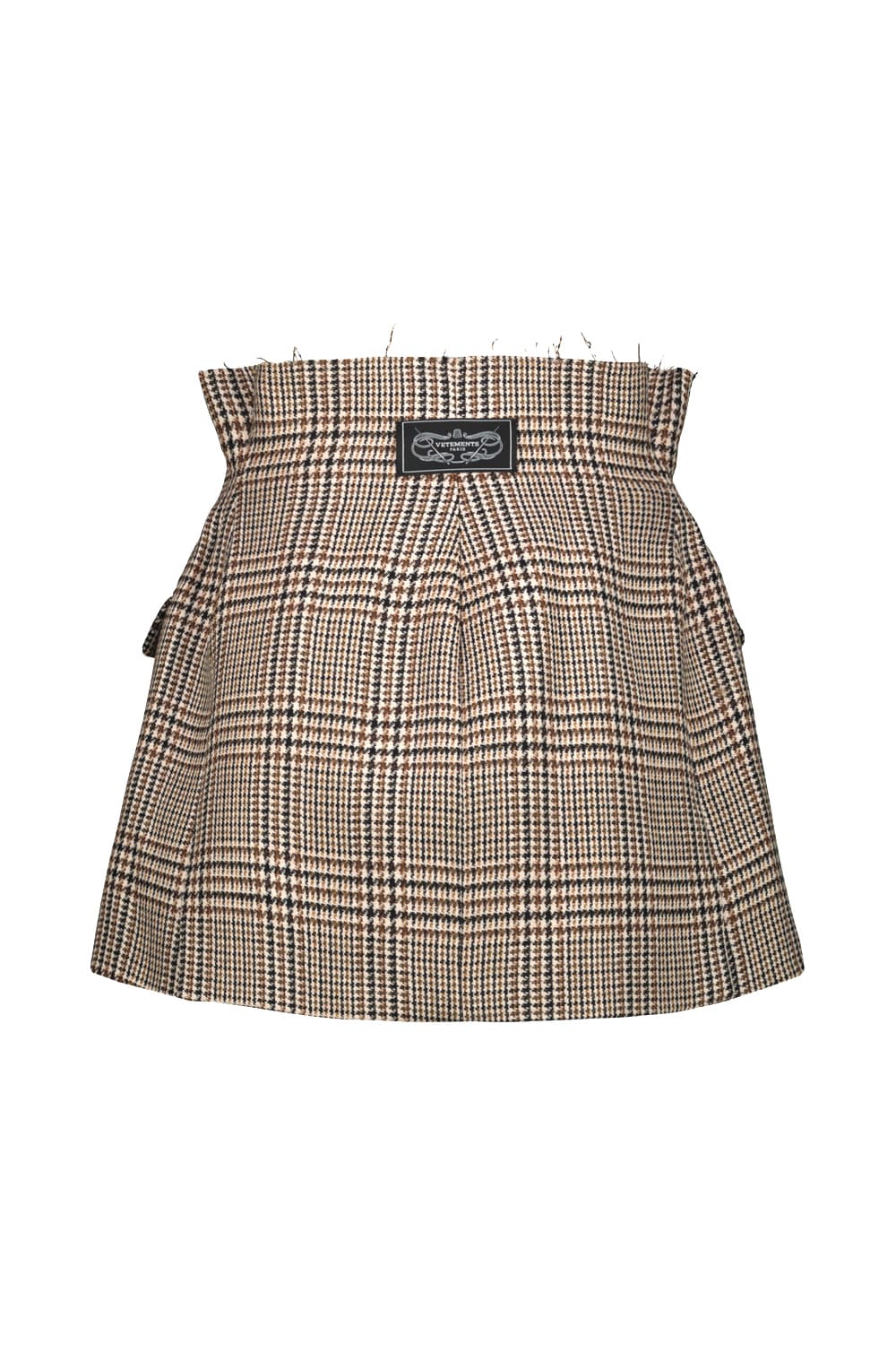 Shop Vetements Deconstructured Tailored Mini Skirt In Beige Houndstooth Check