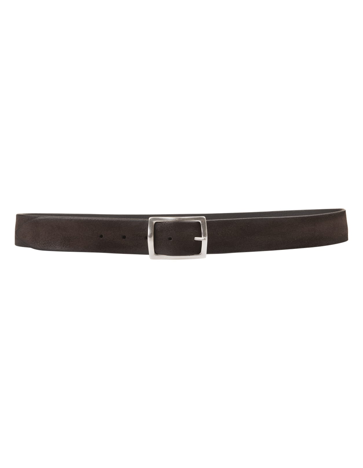 Dark Brown Hunting Double Belt In Suede And Leather