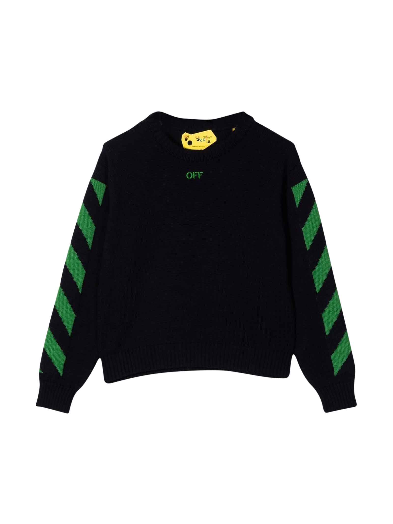 Off-White Black Shirt With Green Print