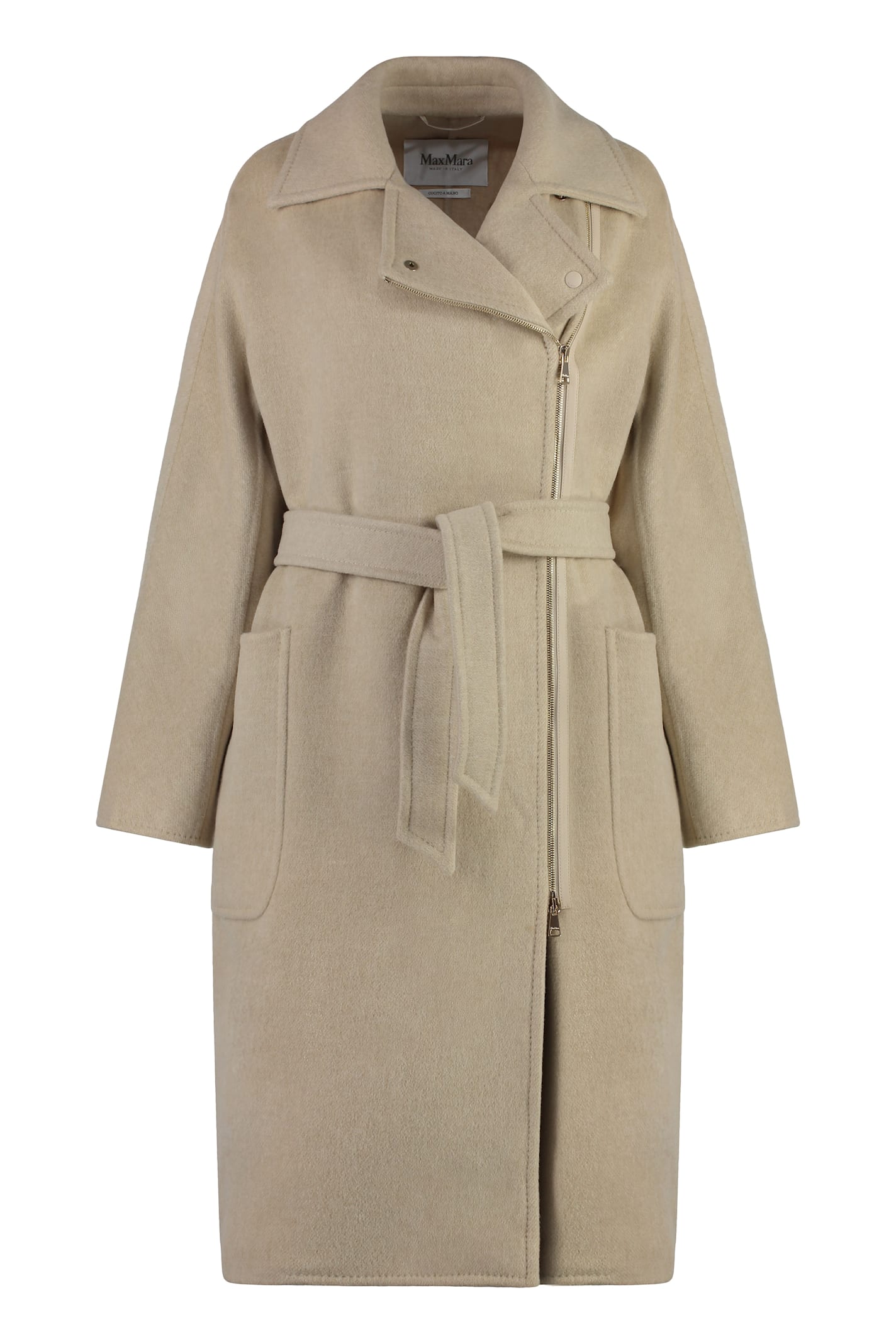 Shop Max Mara Agosto Wool Coat In Beige