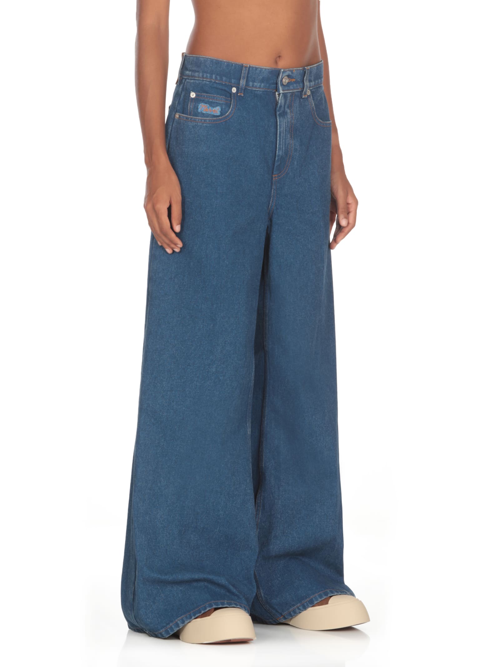 Shop Marni Cotton Jeans In Blue