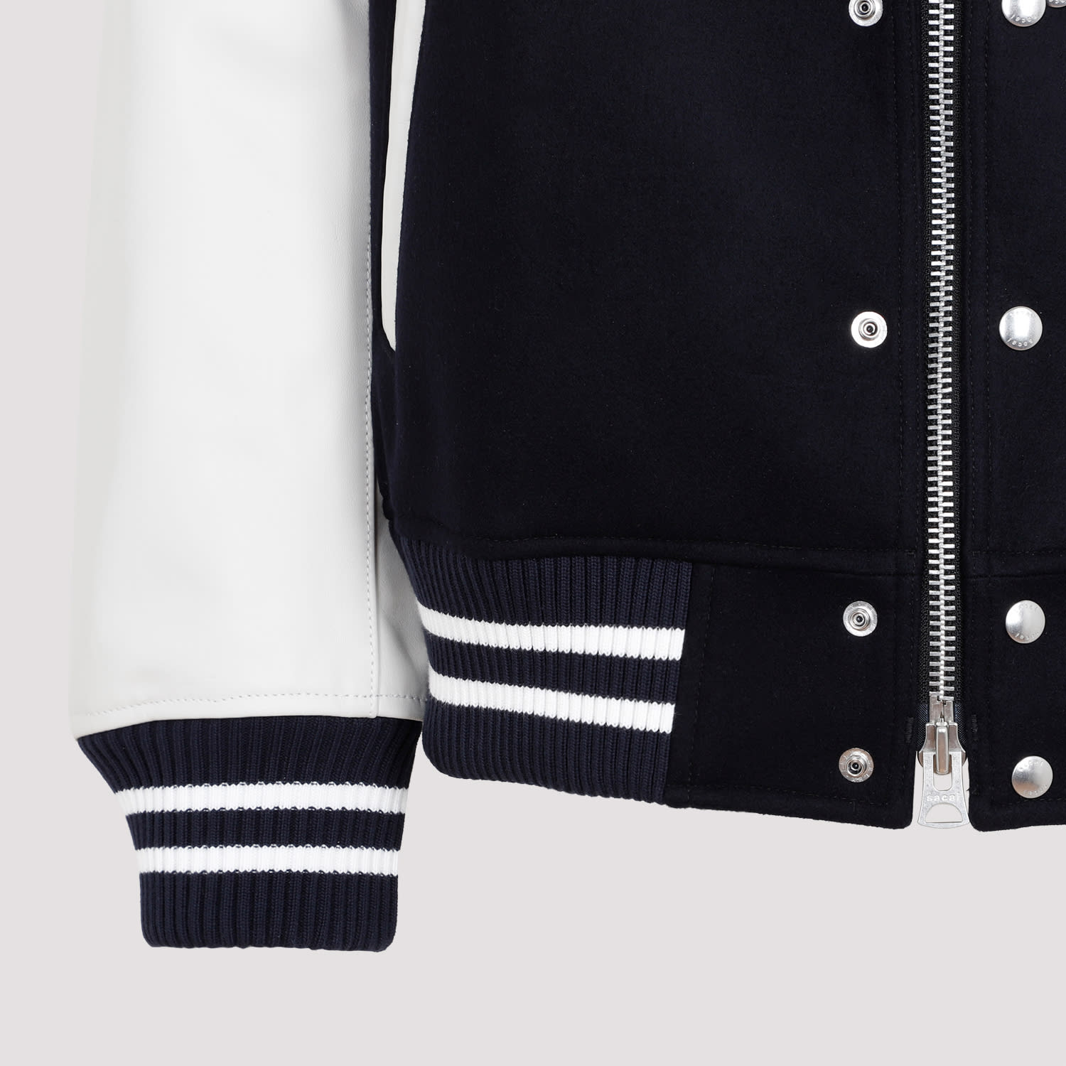 Shop Sacai Interstellar Blouson Jacket In Navy Off White