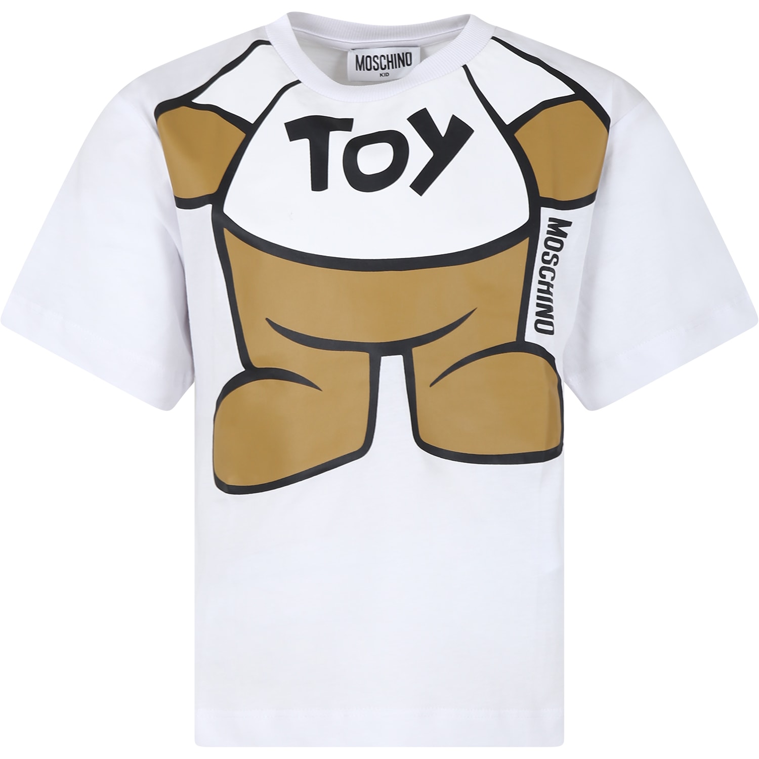 Moschino Kids' White T-shirt For Boy With Teddy Bear And Logo