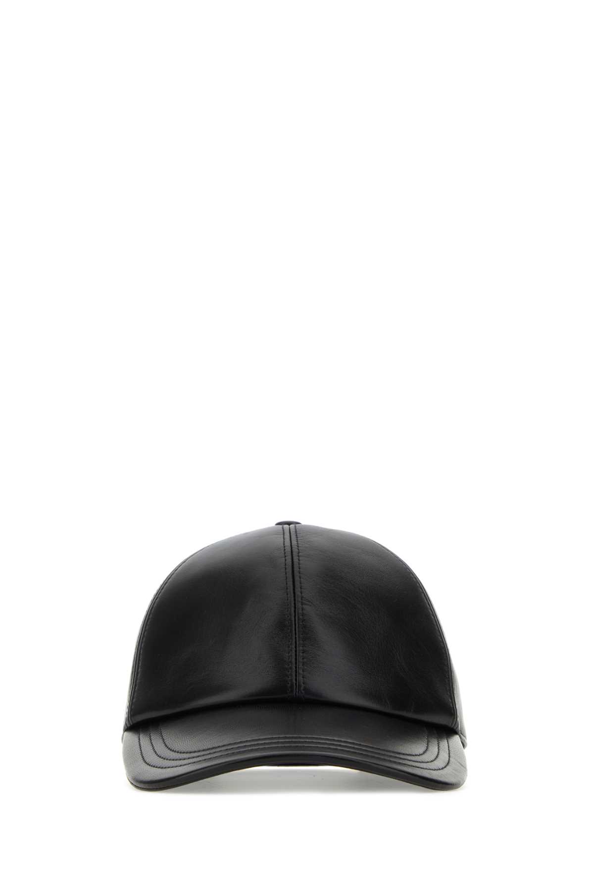 Black Nappa Leather Baseball Cap