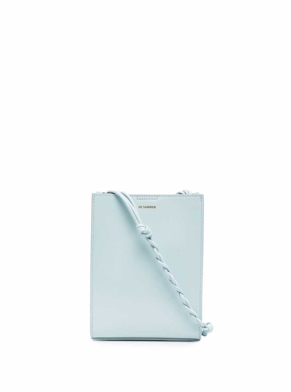 Jil Sander Tangle Small Crossbody Bag In Light Blue Leather With Logo