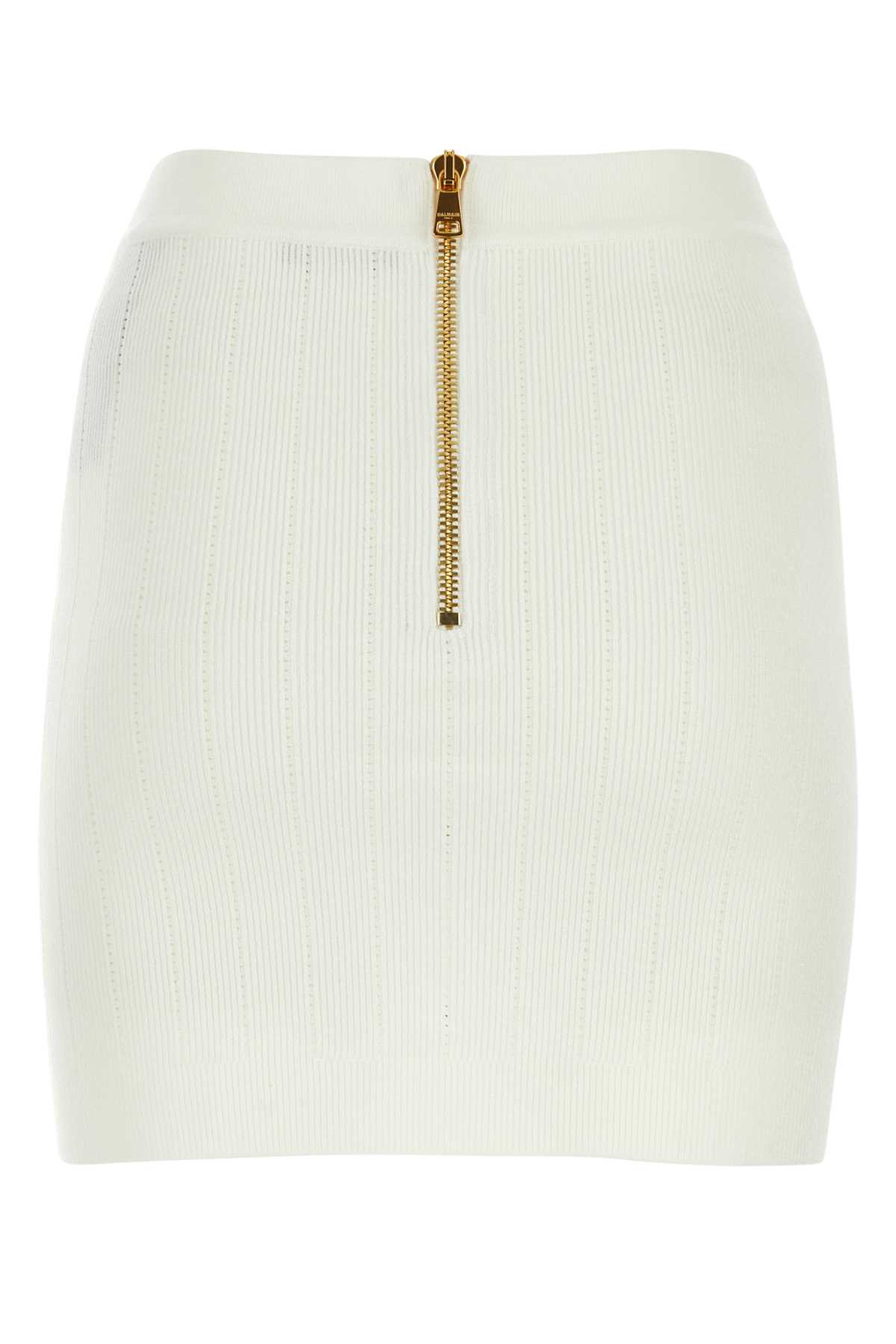 BALMAIN WHITE VISCOSE BLEND MINI SKIRT