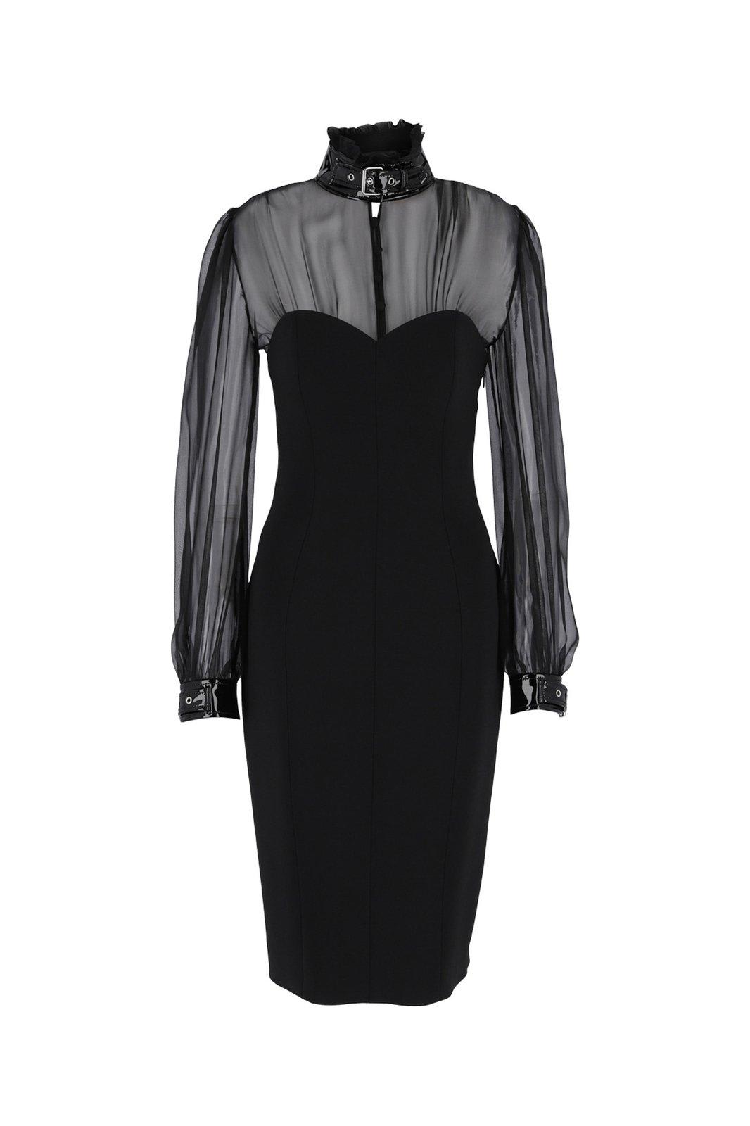 Moschino Sheer Blouse Buckled Knee-length Dress