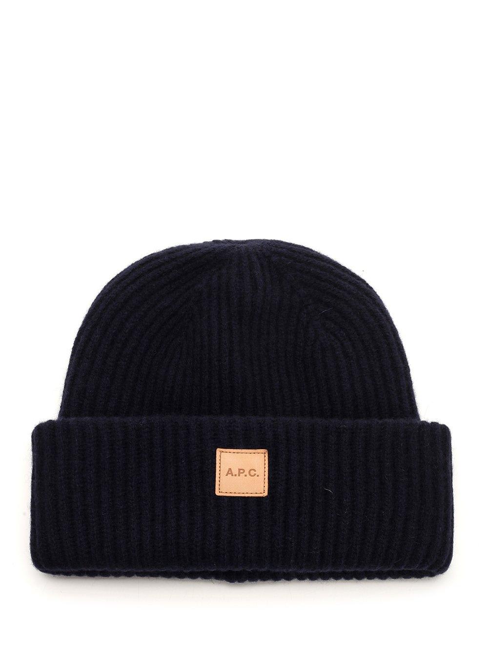 Apc Logo Patch Knitted Beanie In Blue