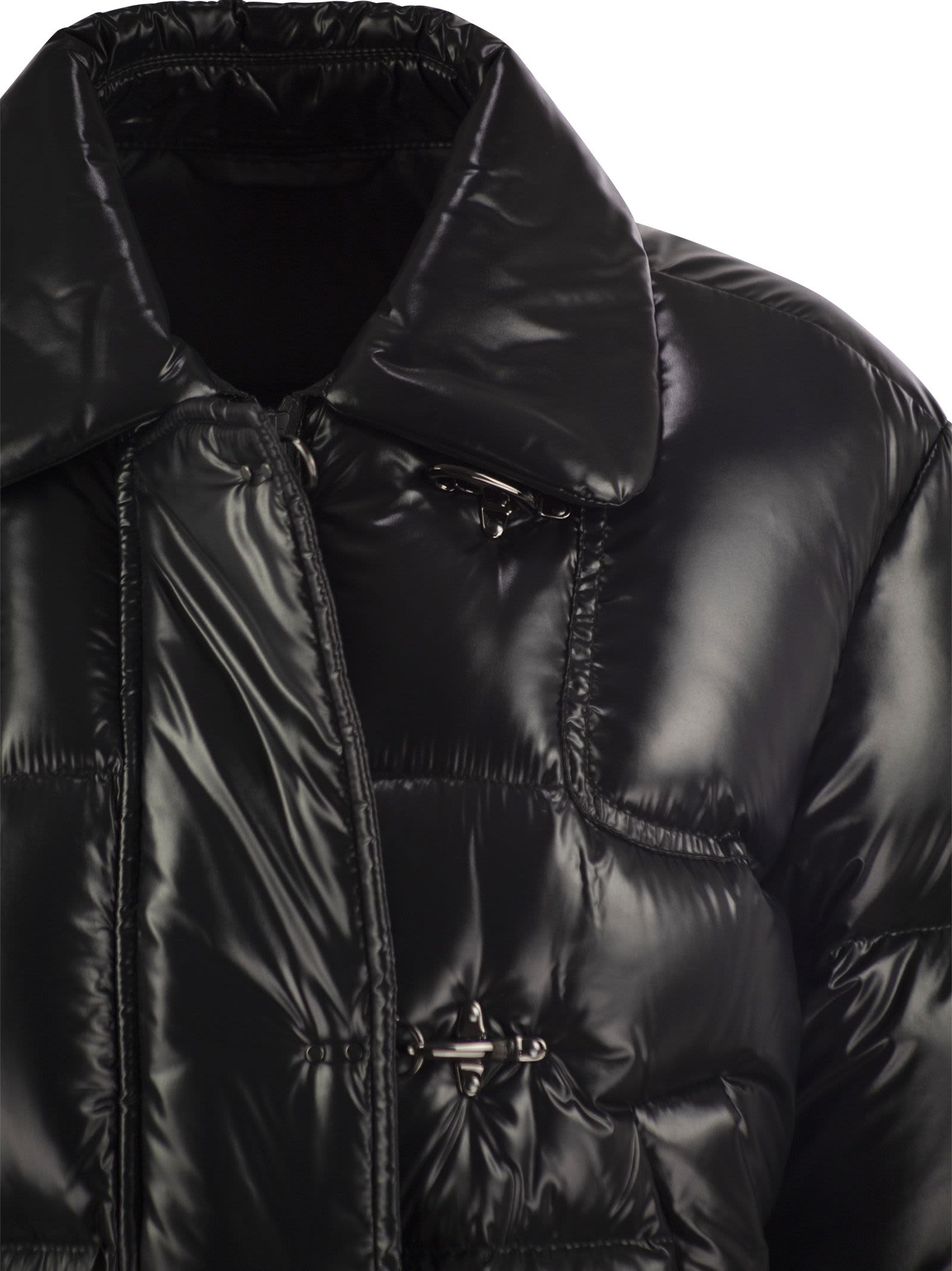 Fay Mini Cropped Down Jacket With Hooks In Black