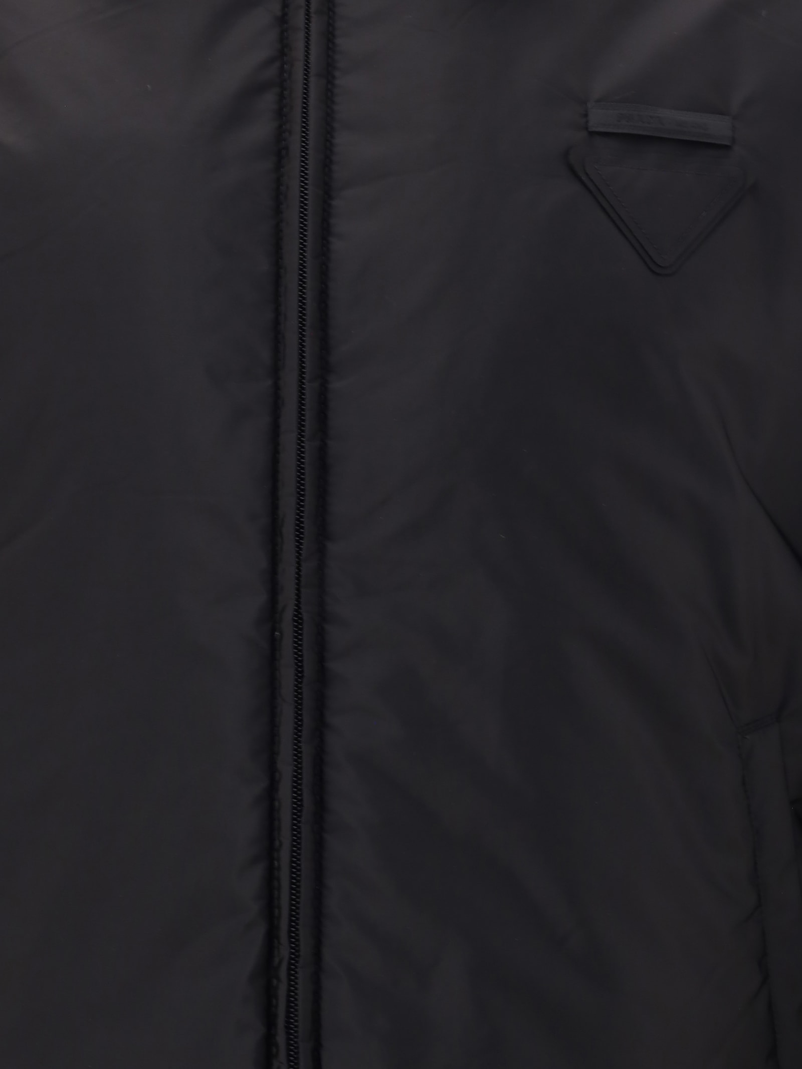 Prada Nylon Padded Jacket Elastic Cuffs In Blue
